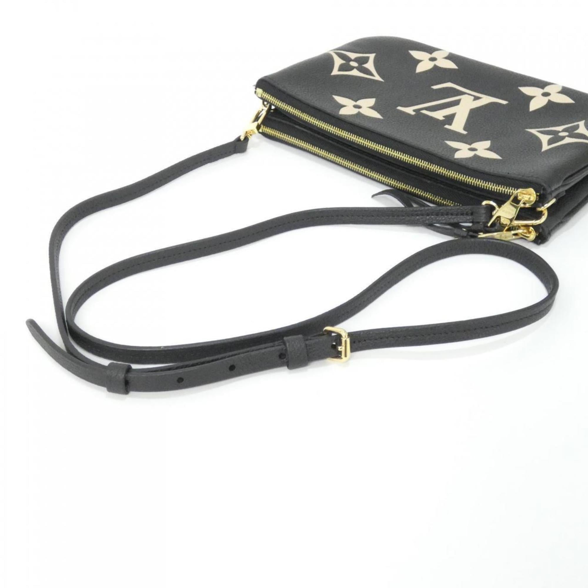 Louis Vuitton Beige Black Leather Pochette Shoulder Bag