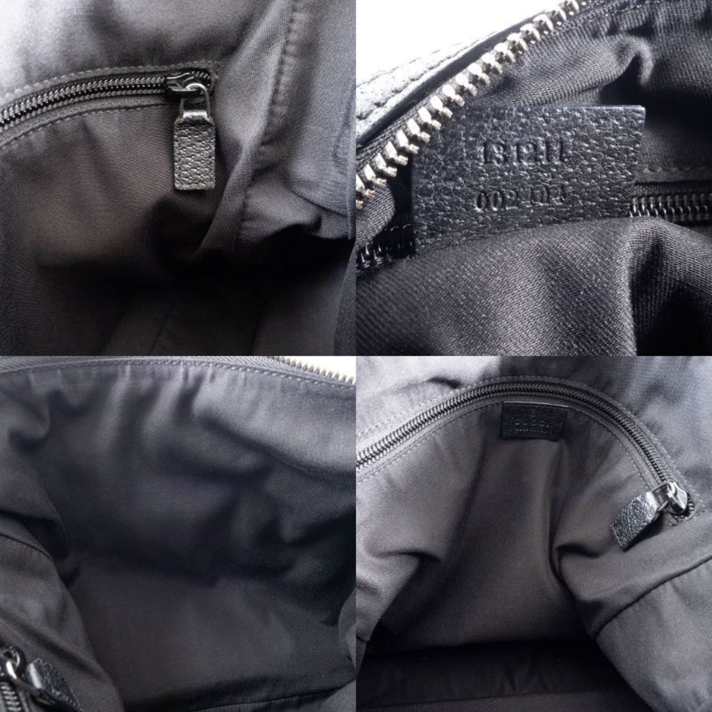 Gucci Black Gg Canvas Leather Shoulder Bag (Pre-Owned)