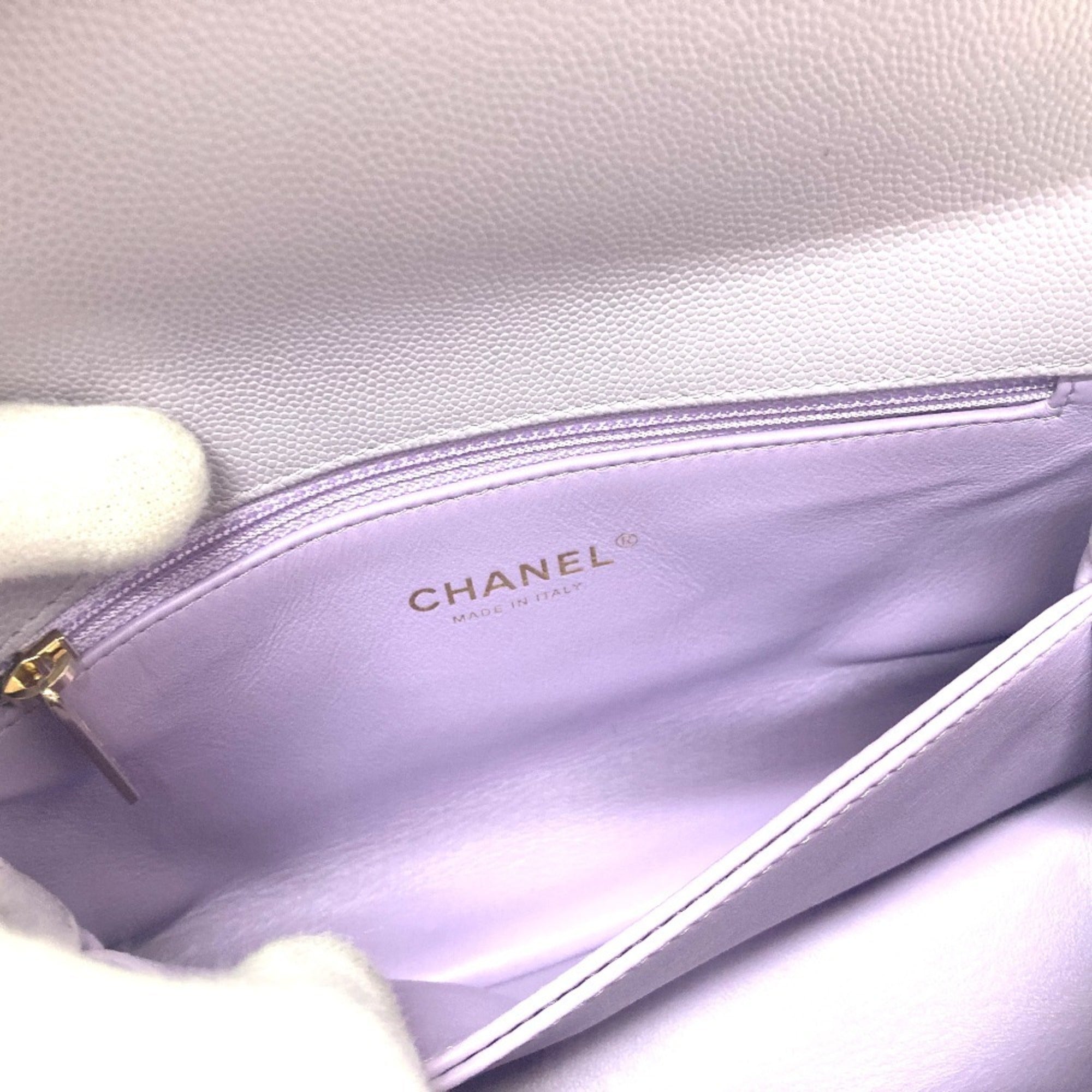 Chanel Purple Grained Calfskin Handbag Shoulder Bag