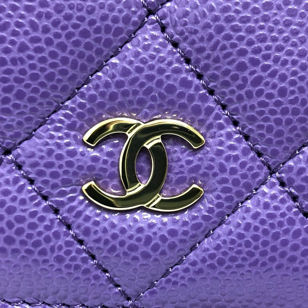 Chanel Matelasse Purple Caviar Leather Shoulder Bag