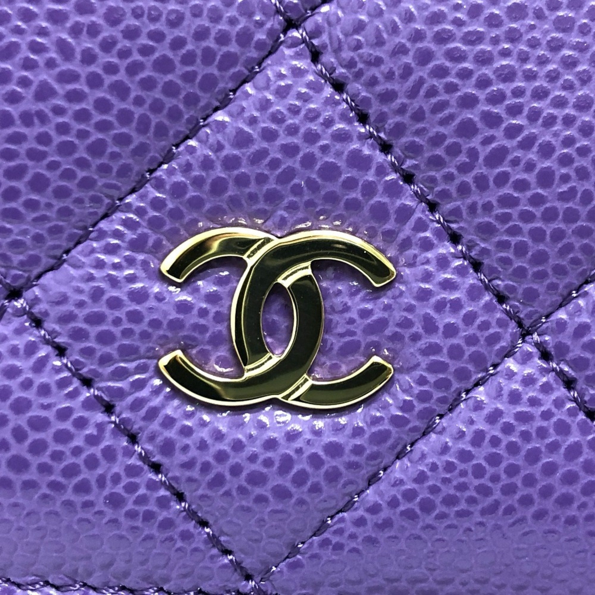 Chanel Matelasse Purple Caviar Leather Shoulder Bag