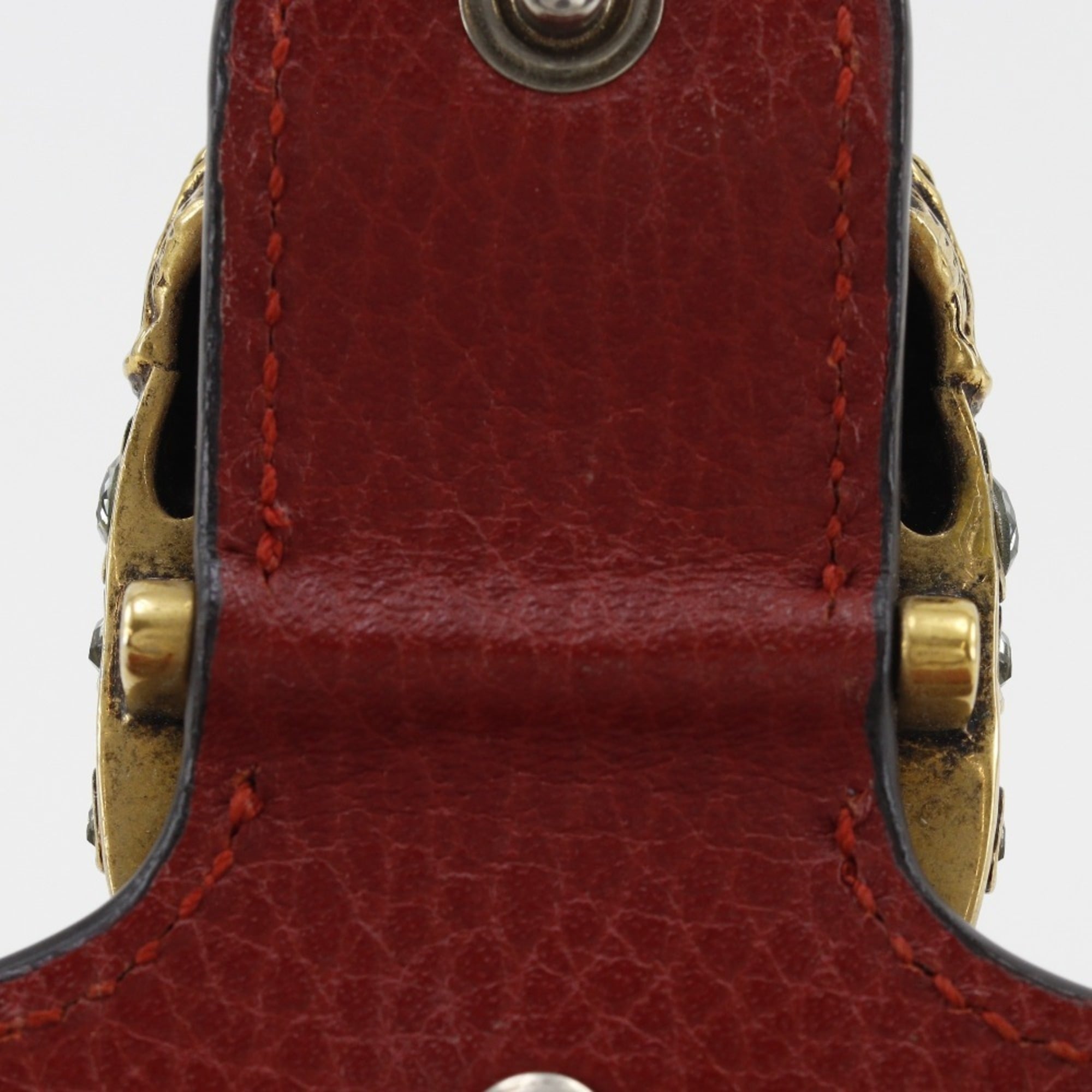 Gucci Red Color Leather Shoulder Bag (Pre-Owned)