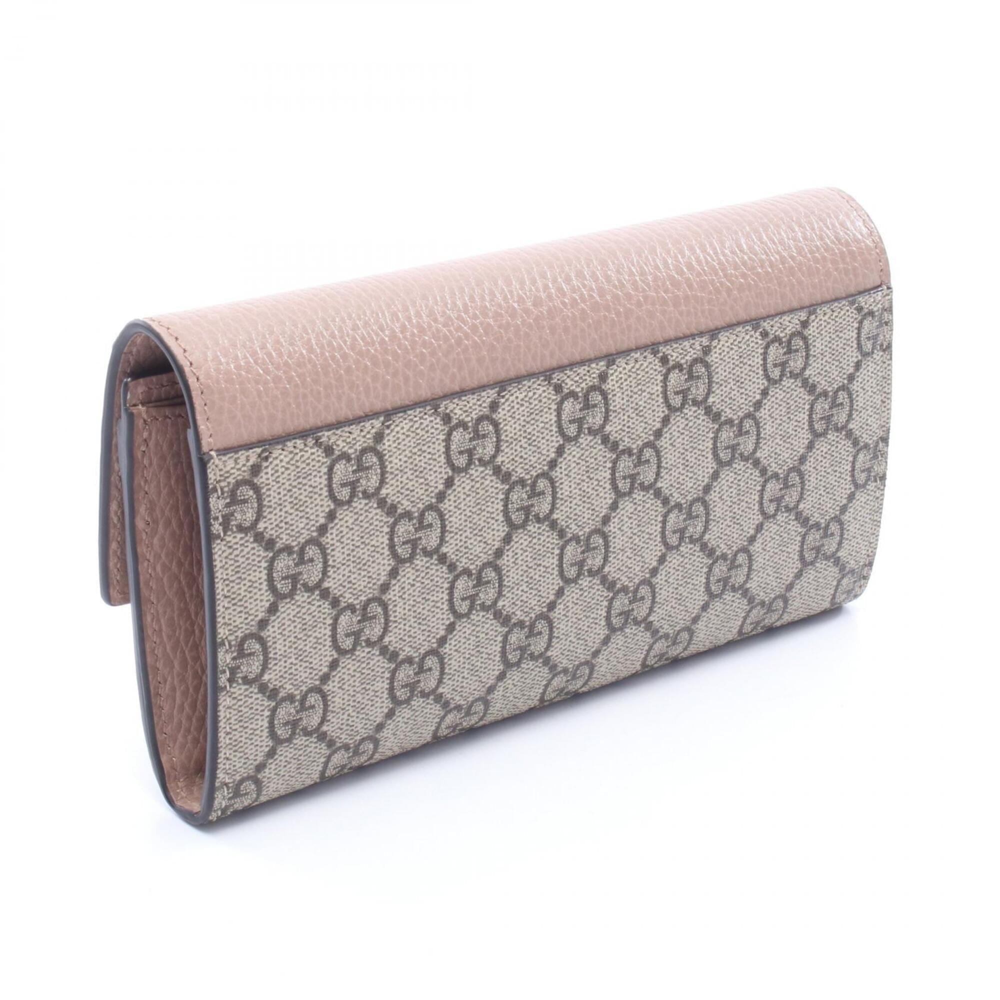 Gucci Beige Brown Pink Leather Pvc Long Wallet (Bi-Fold) (Pre-Owned)