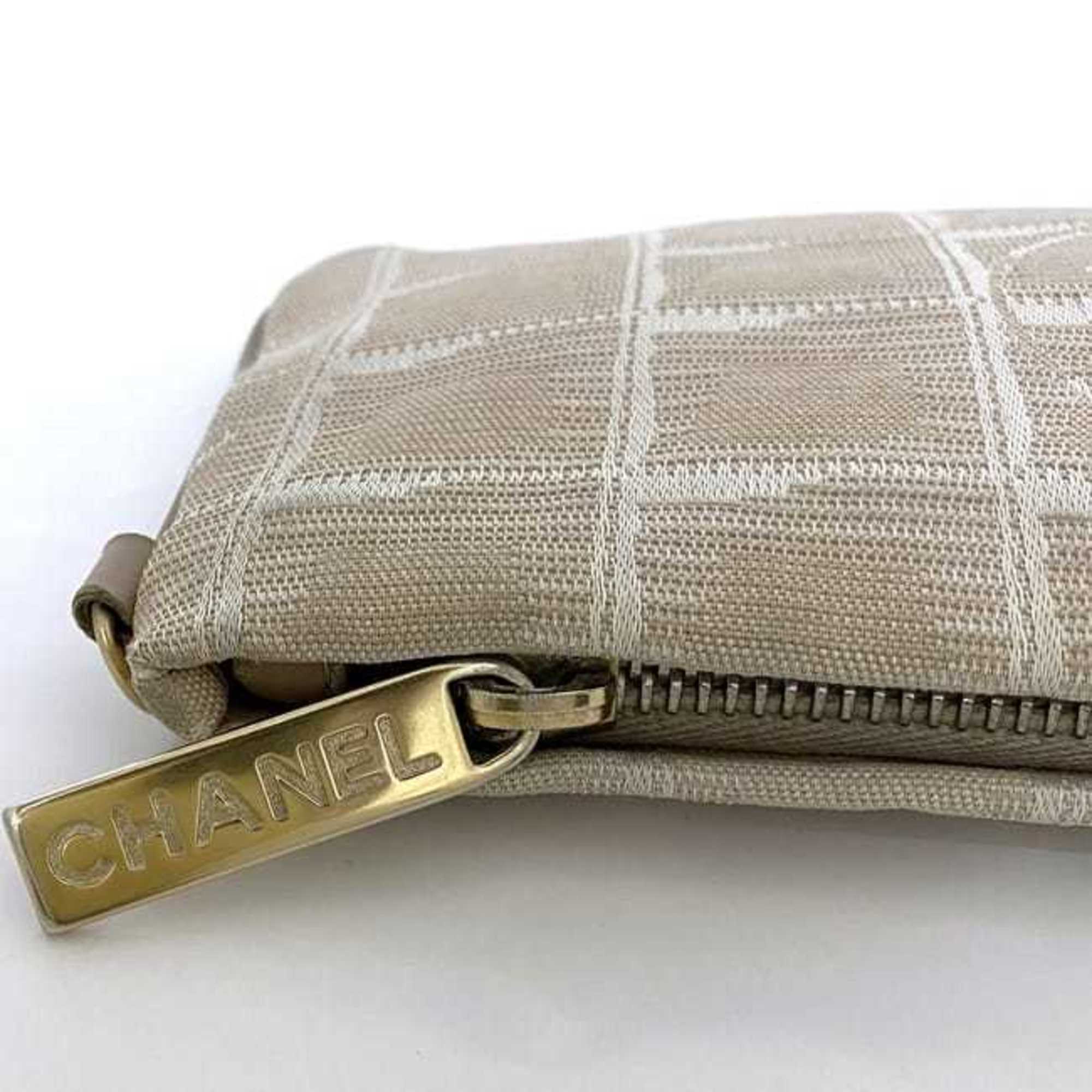Chanel New Travel Line Beige Nylon Leather Pouch