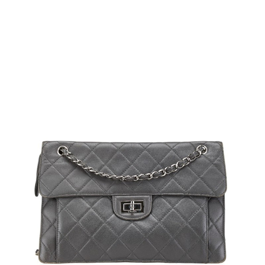 Chanel Gray Leather Shoulder Bag
