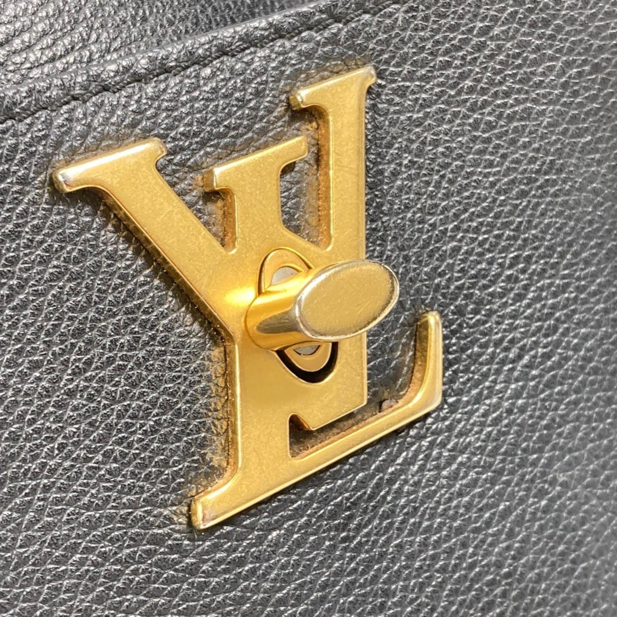 Louis Vuitton Black Leather Tote Bag
