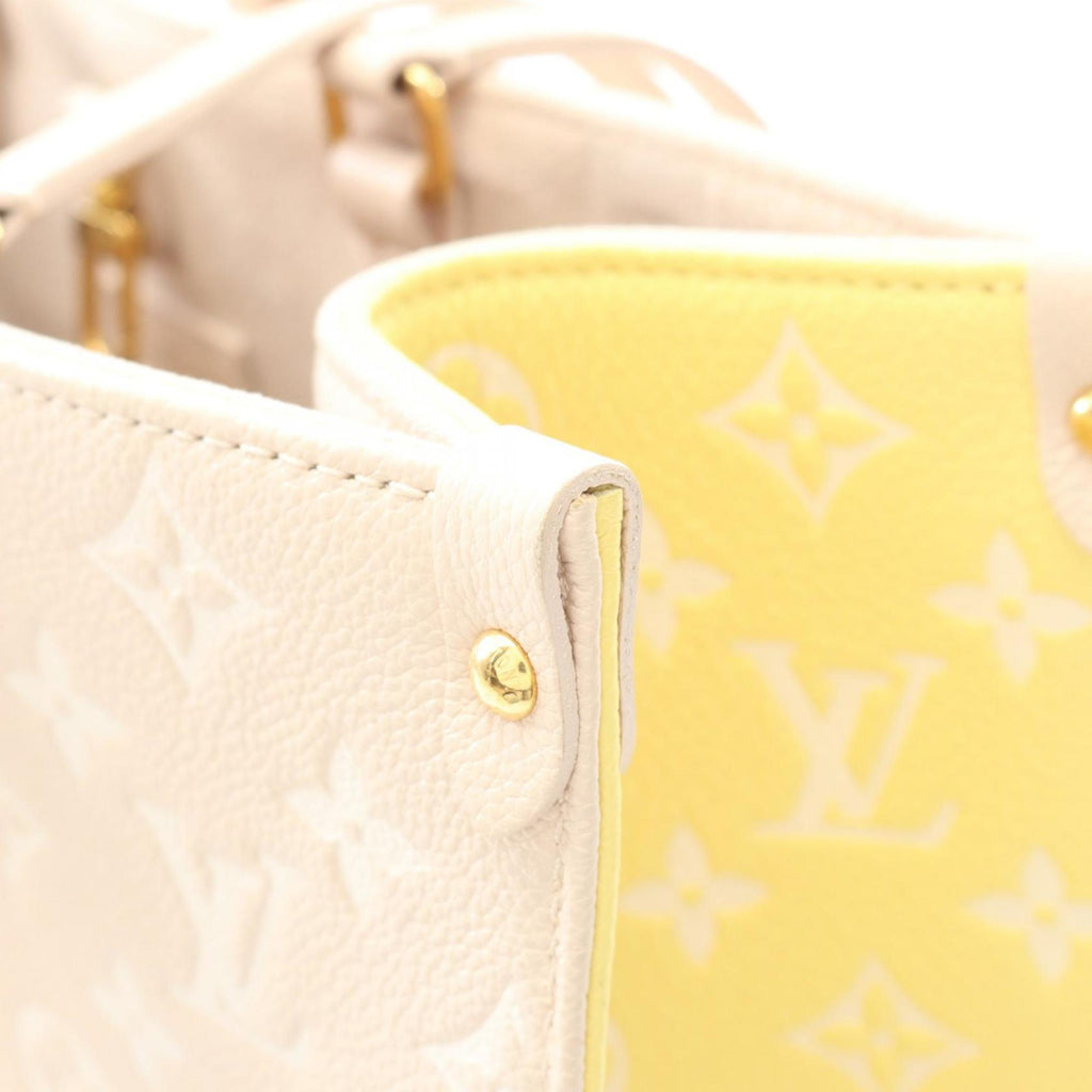 Louis Vuitton Beige Pink Rose Yellow Leather Handbag