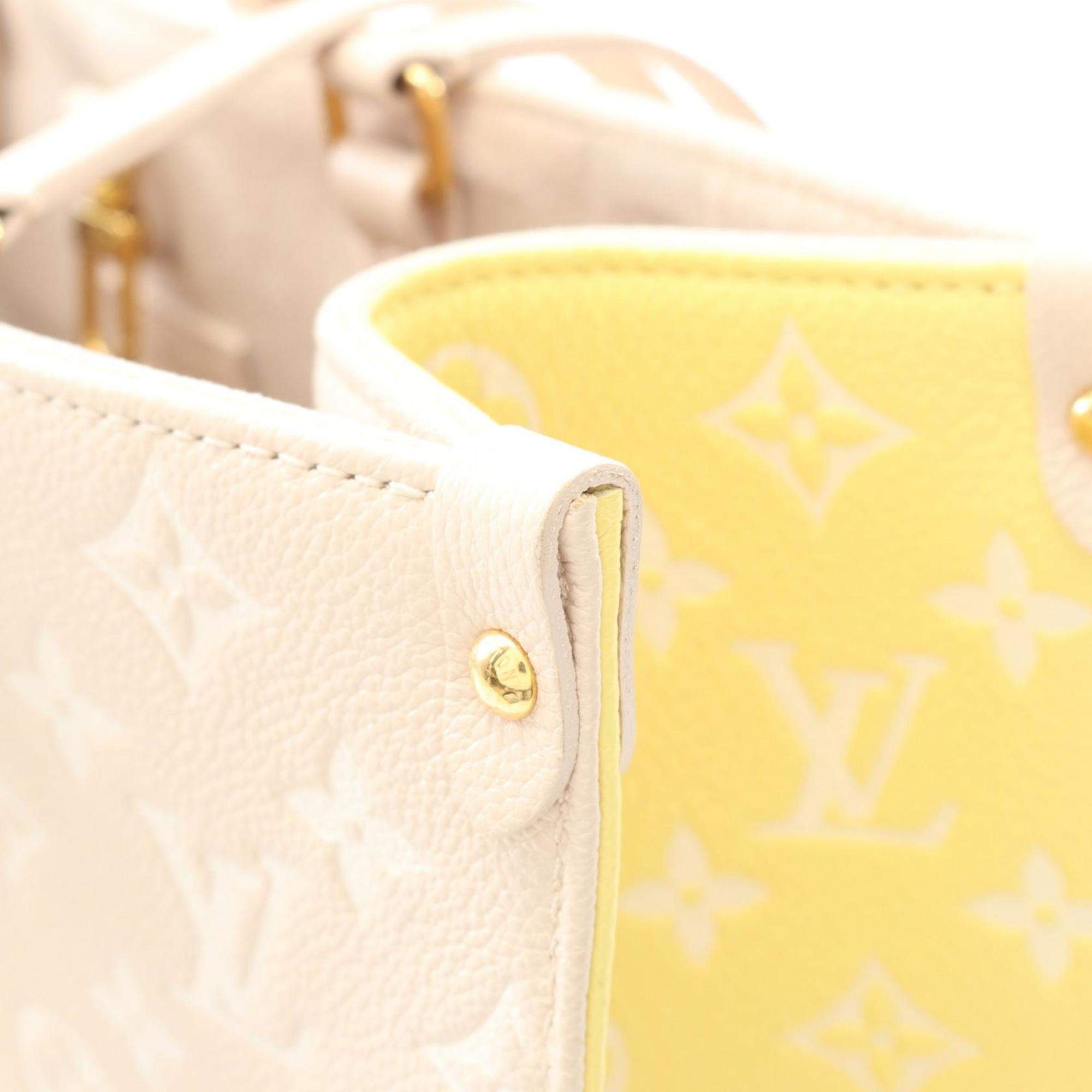 Louis Vuitton Beige Pink Rose Yellow Leather Handbag