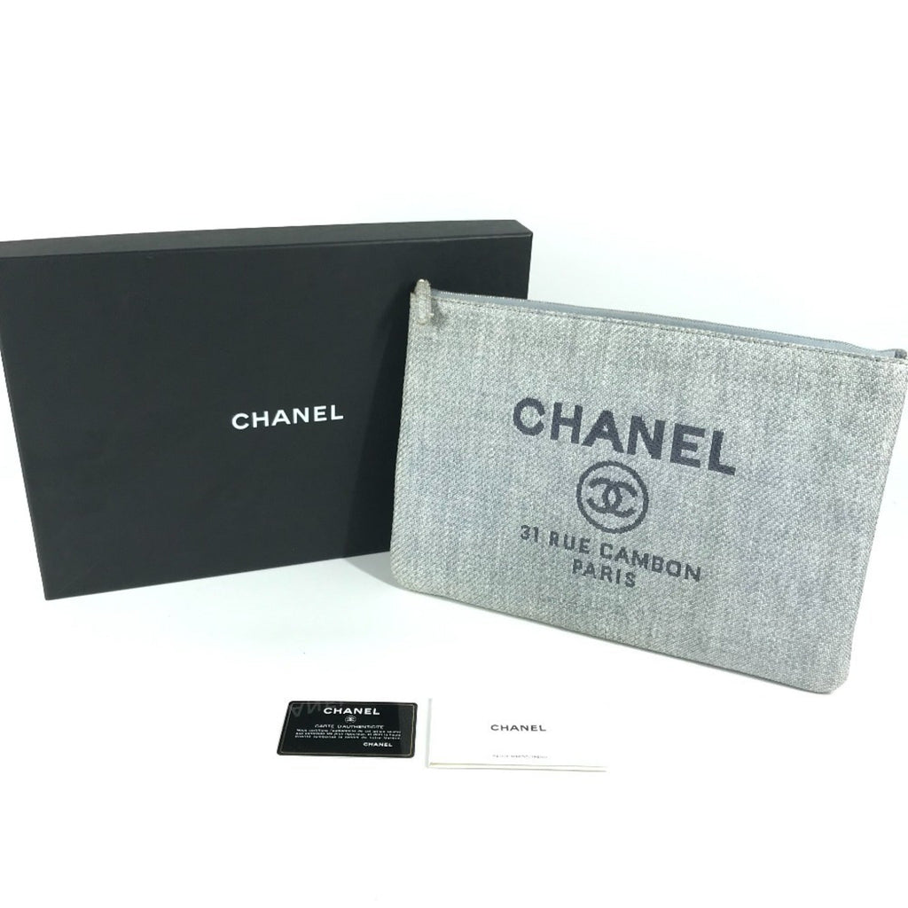 Chanel Blue Canvas Clutch Bag Pouch