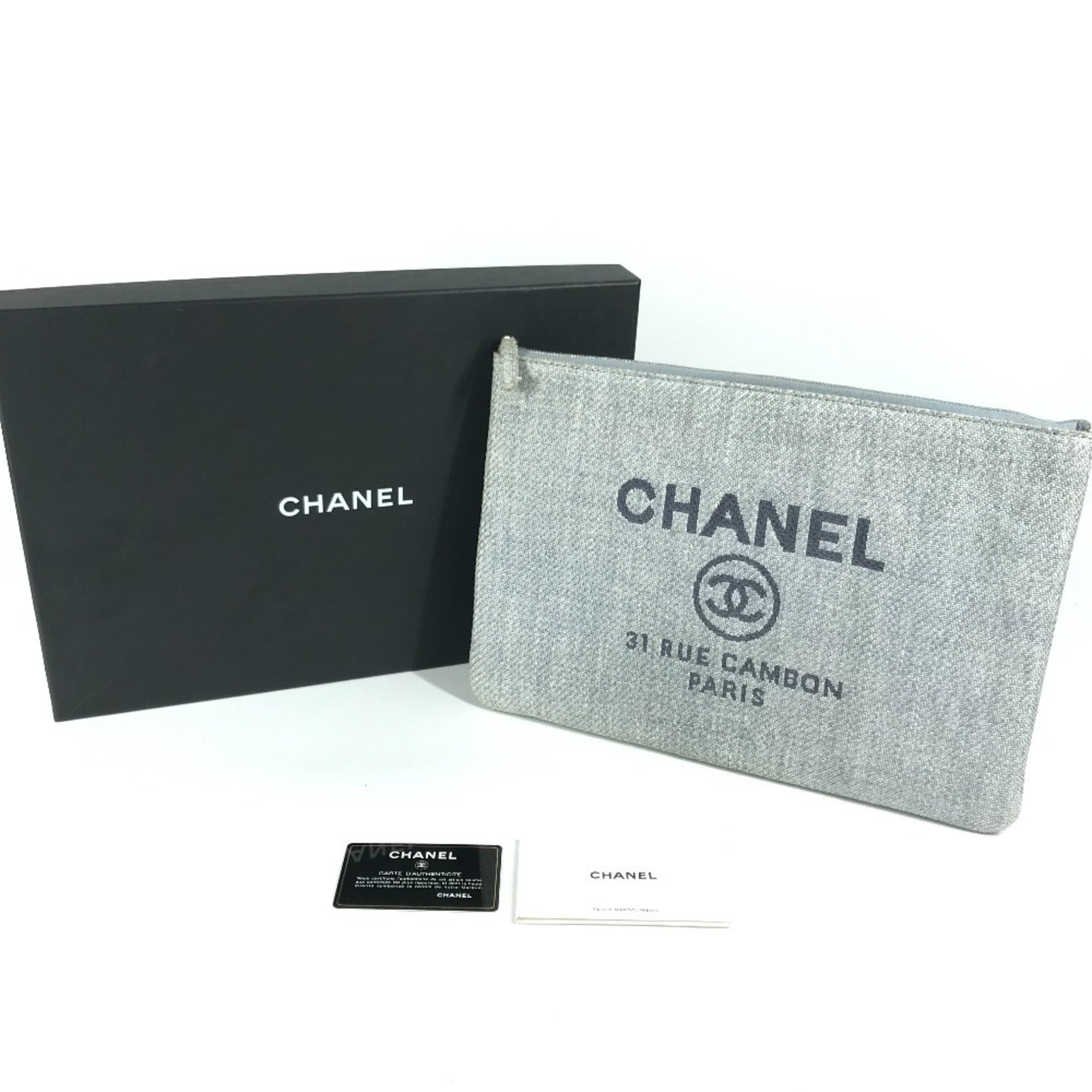 Chanel Blue Canvas Clutch Bag Pouch