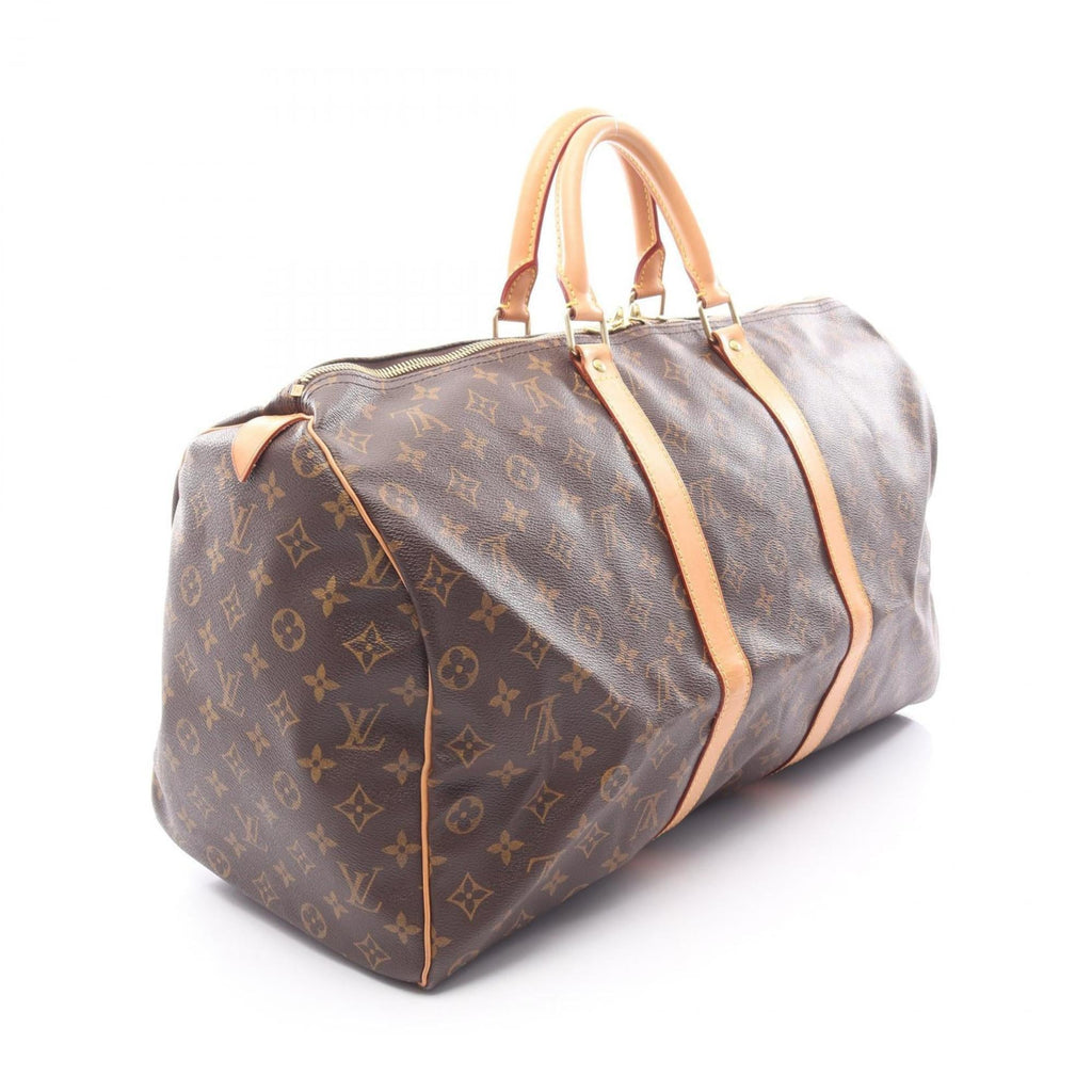 Louis Vuitton Brown Coated Canvas Leather Boston Bag