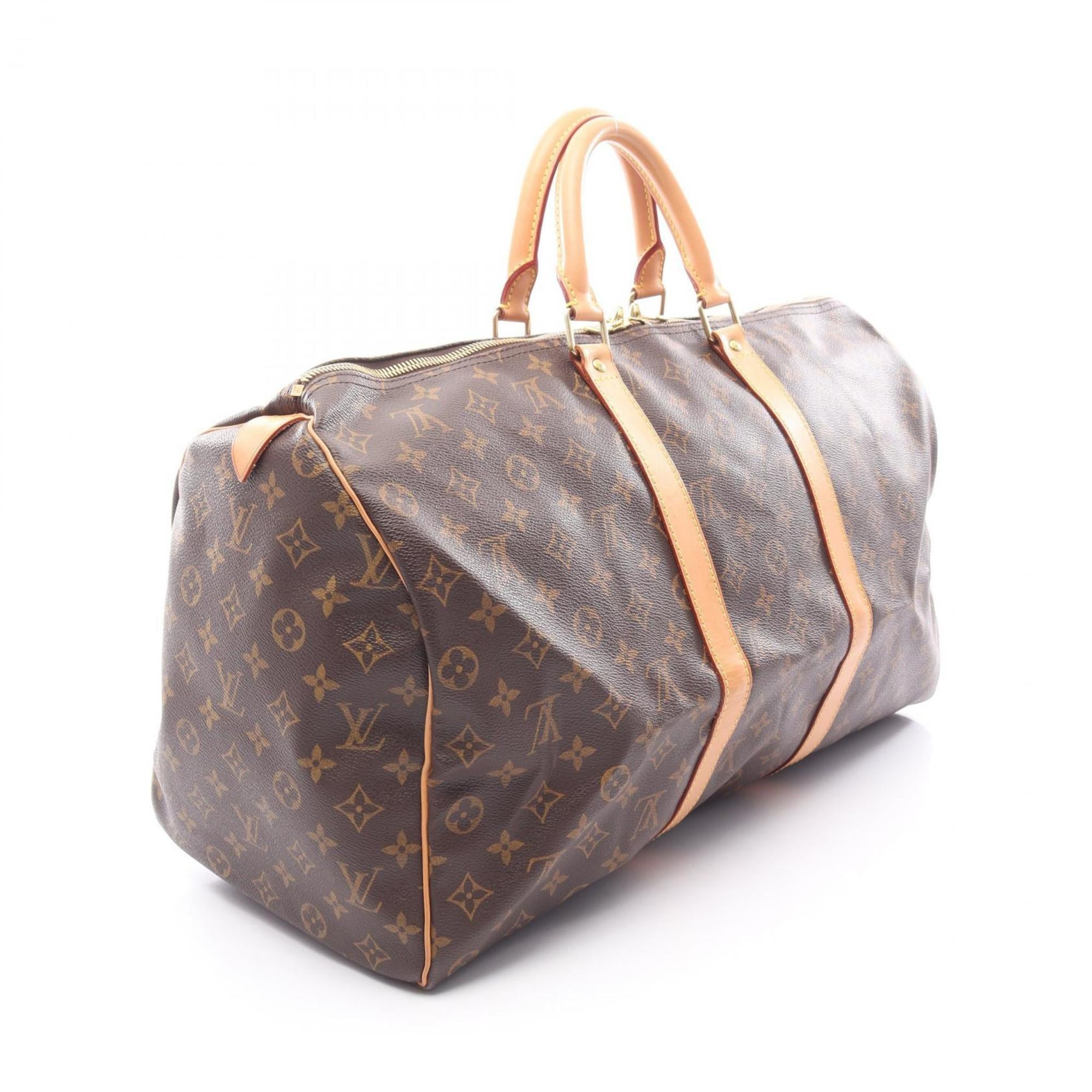Louis Vuitton Brown Coated Canvas Leather Boston Bag