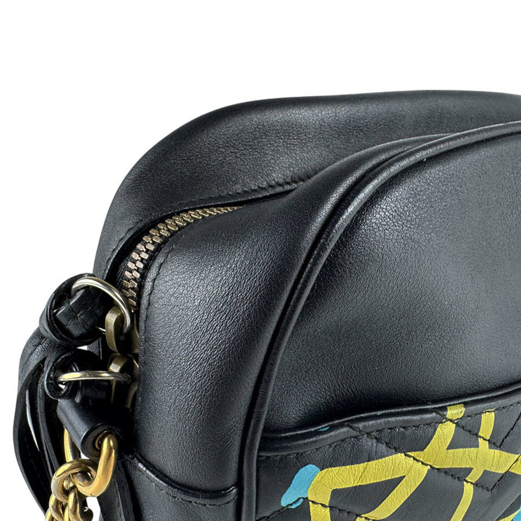 Gucci Black Blue Yellow Leather Shoulder Bag (Pre-Owned)