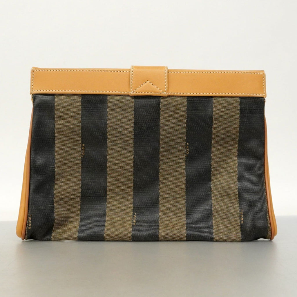 Fendi Beige Black Pvc Clutch Bag