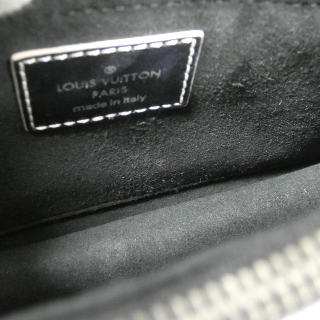 Louis Vuitton Black Brown Coated Canvas Leather Handbag