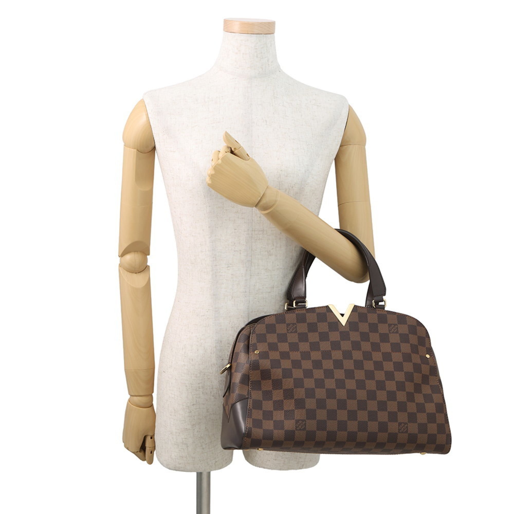 Louis Vuitton Beige Brown Damier Canvas Exotic Leather Handbag