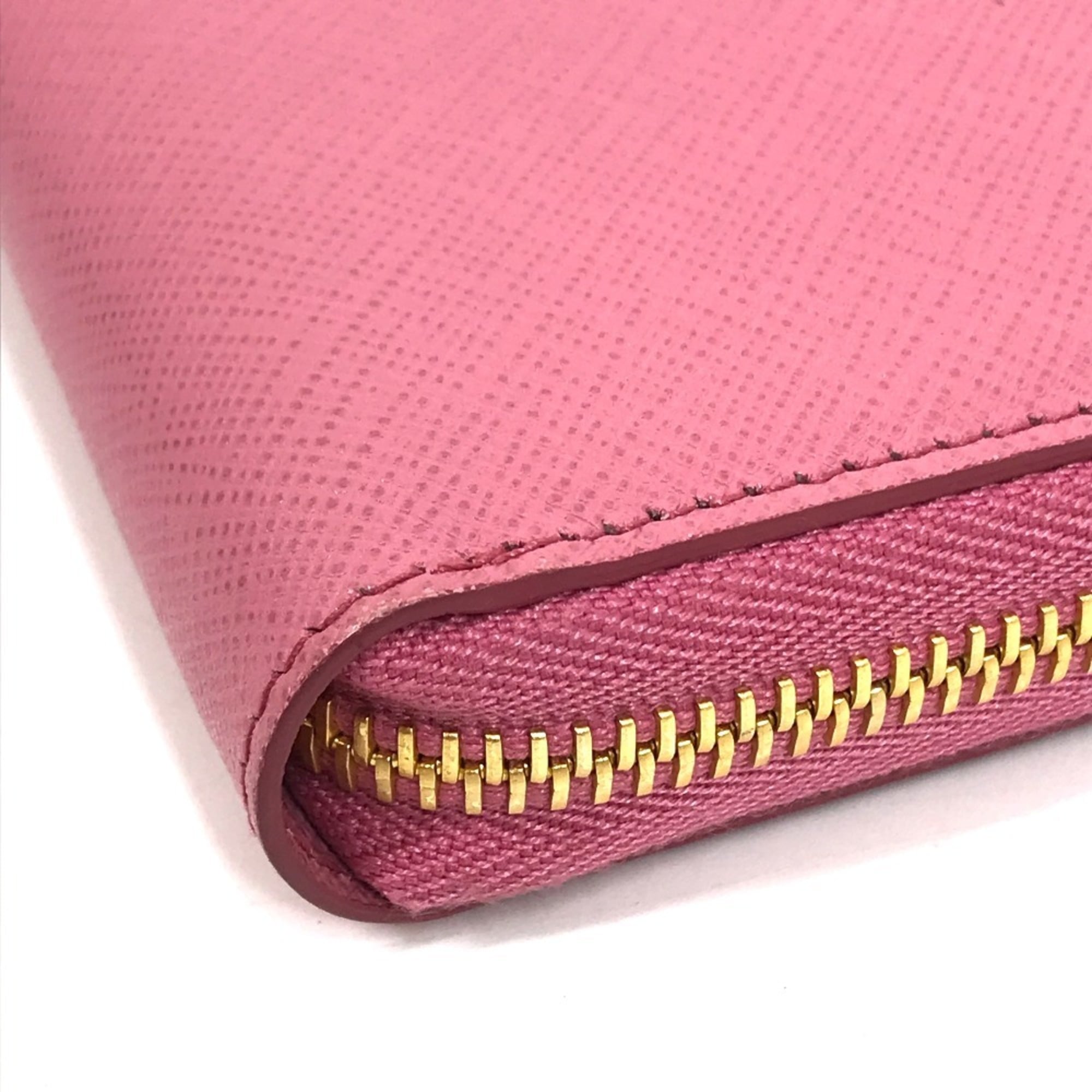 Prada Saffiano Begonia Pink Leather Long Wallet (Bi-Fold)