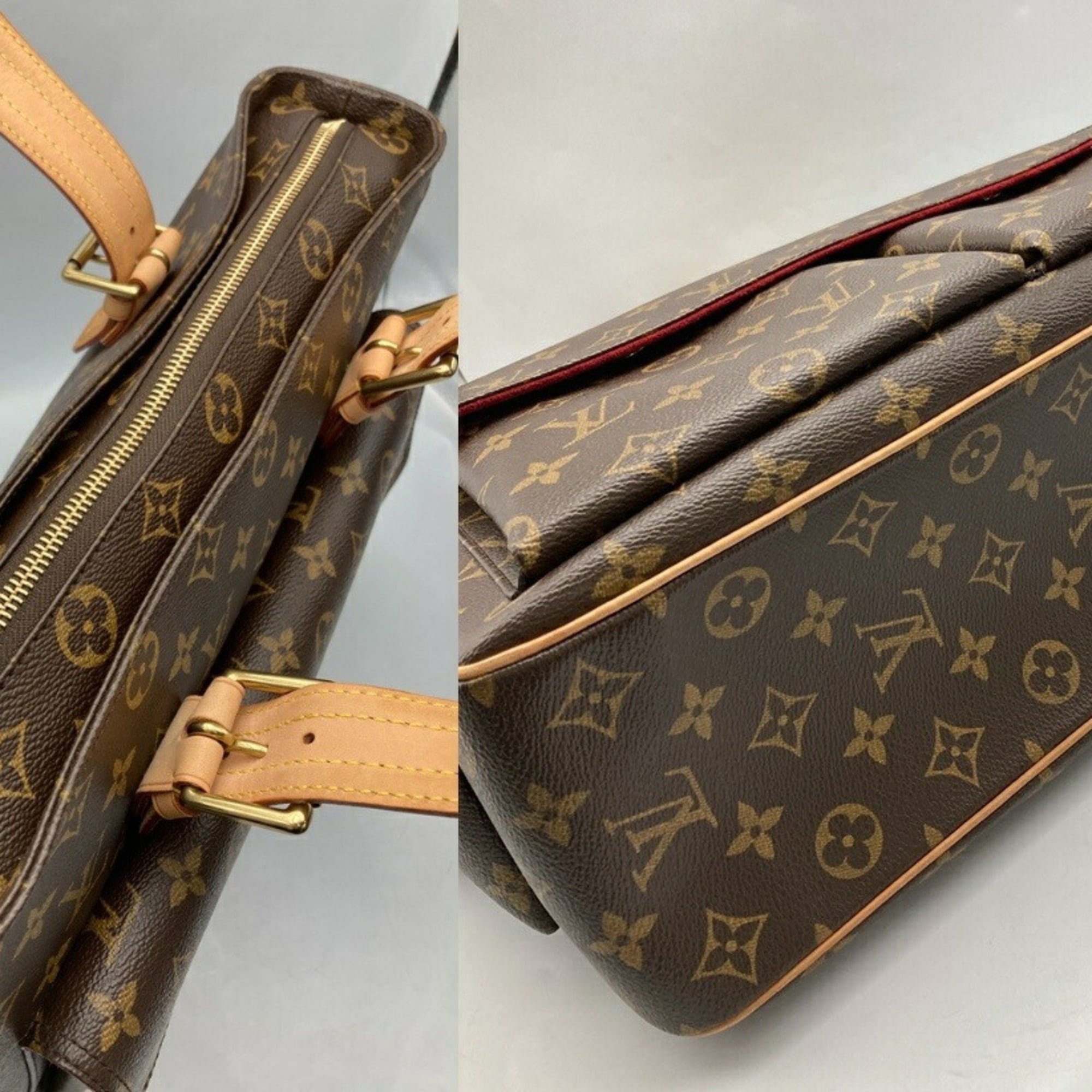 Louis Vuitton Brown Pvc Leather Handbag