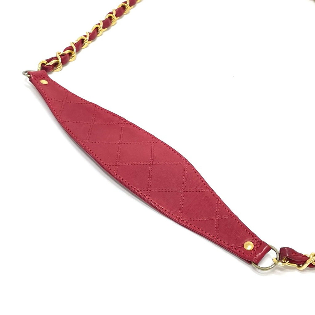 Chanel Red Leather Shoulder Bag