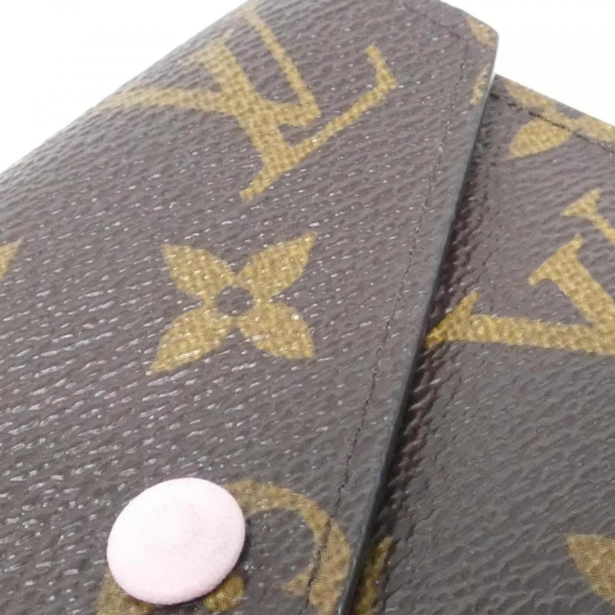Louis Vuitton Marron Rose Ballerine Coated Canvas Wallet (Tri-Fold)