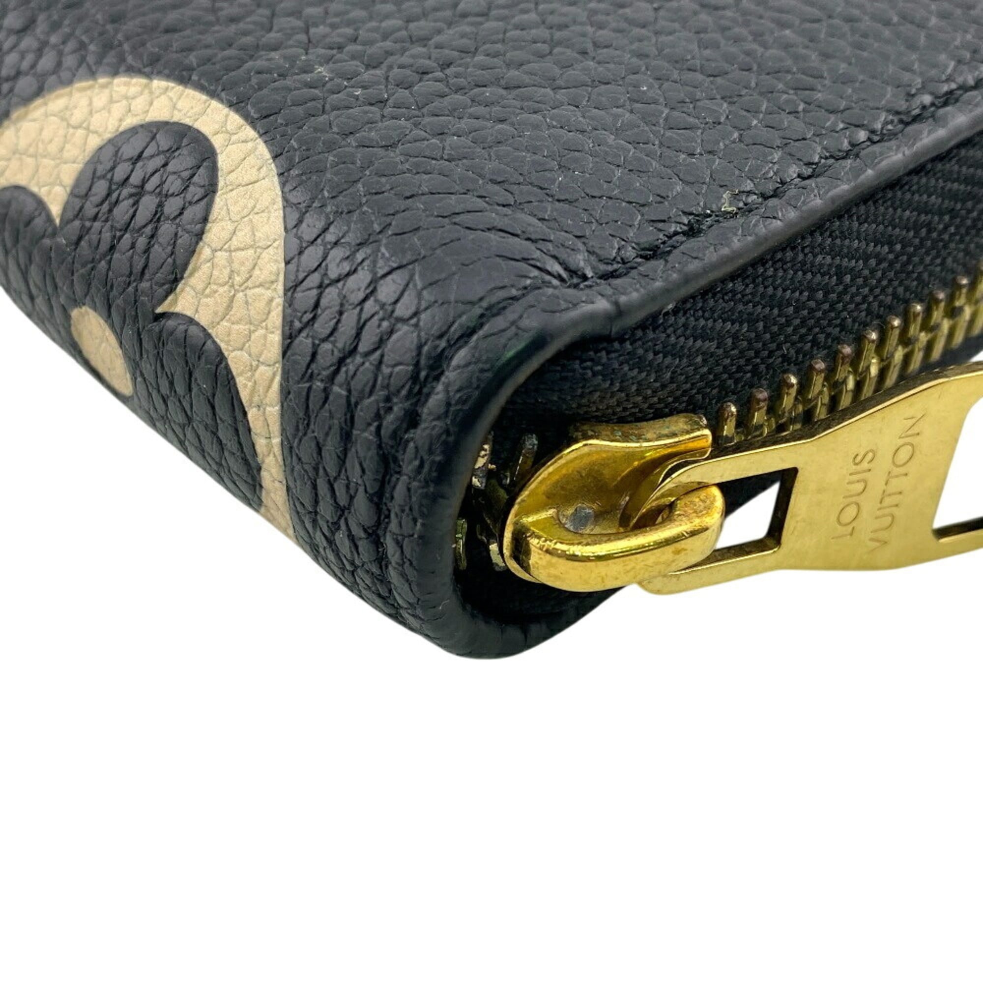 Louis Vuitton Beige Black Leather Long Wallet