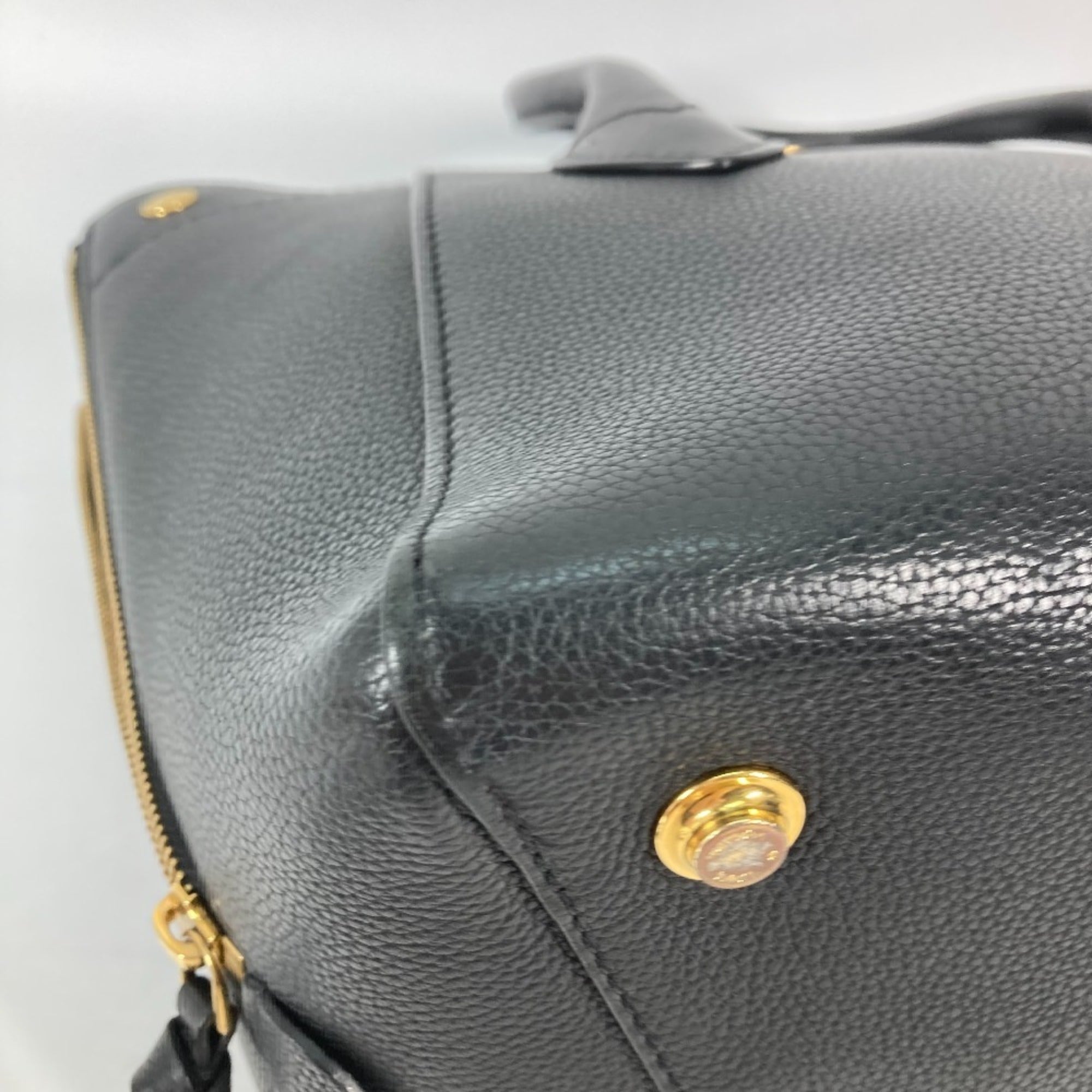 Louis Vuitton Black Noir Leather Handbag Shoulder Bag Tote Bag