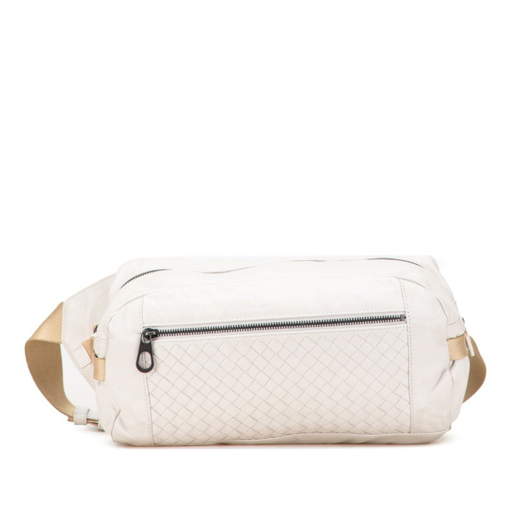 Bottega Veneta Beige White Leather Fanny Pack