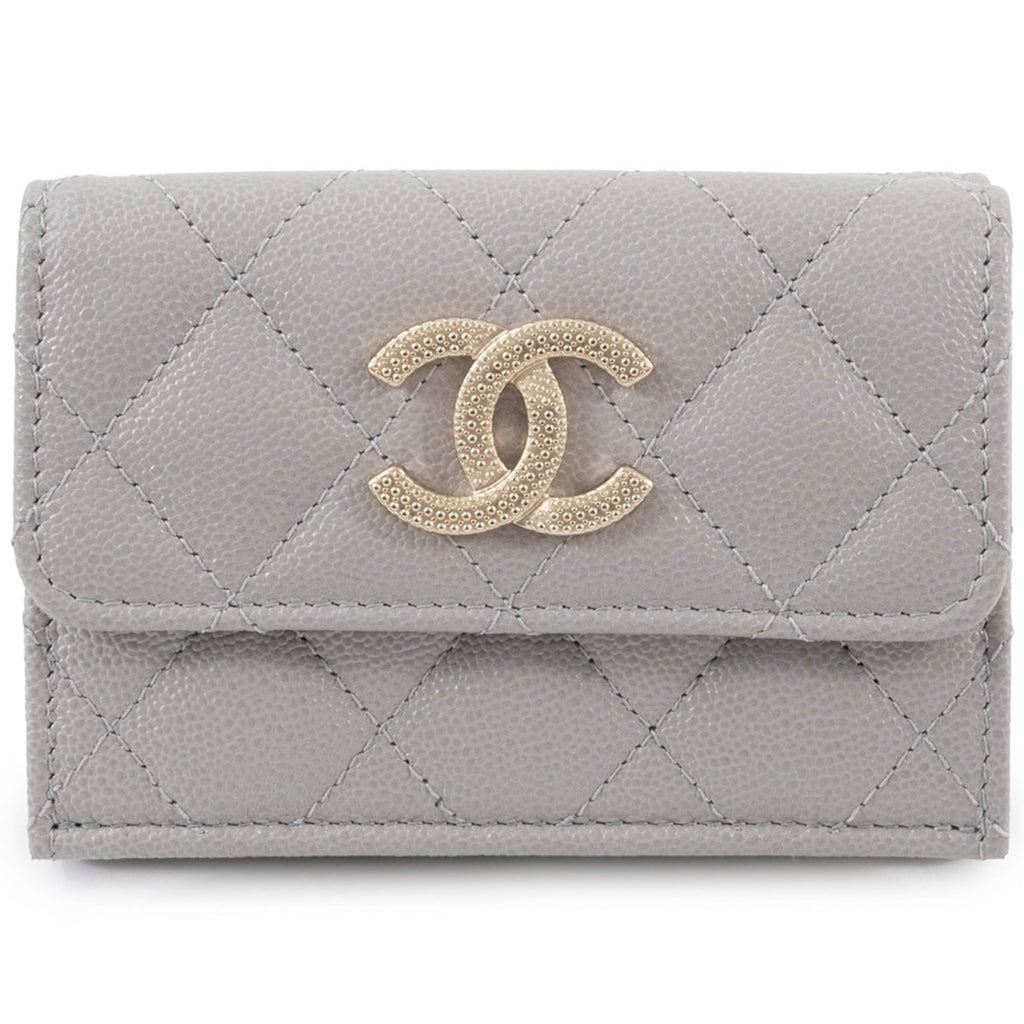 Chanel Grayish Leather Wallet (Tri-Fold)
