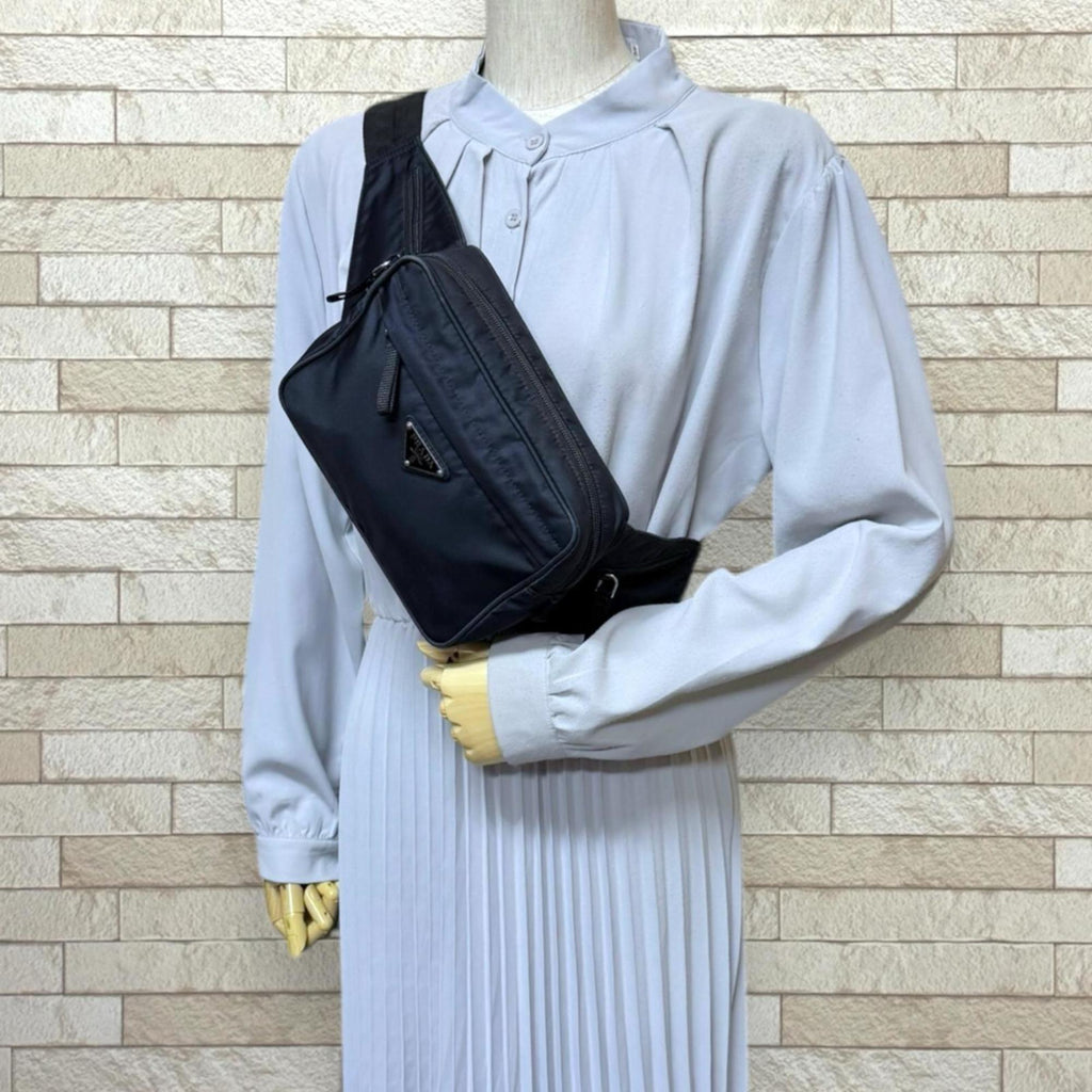 Prada Navy Black Nylon Sling Bag