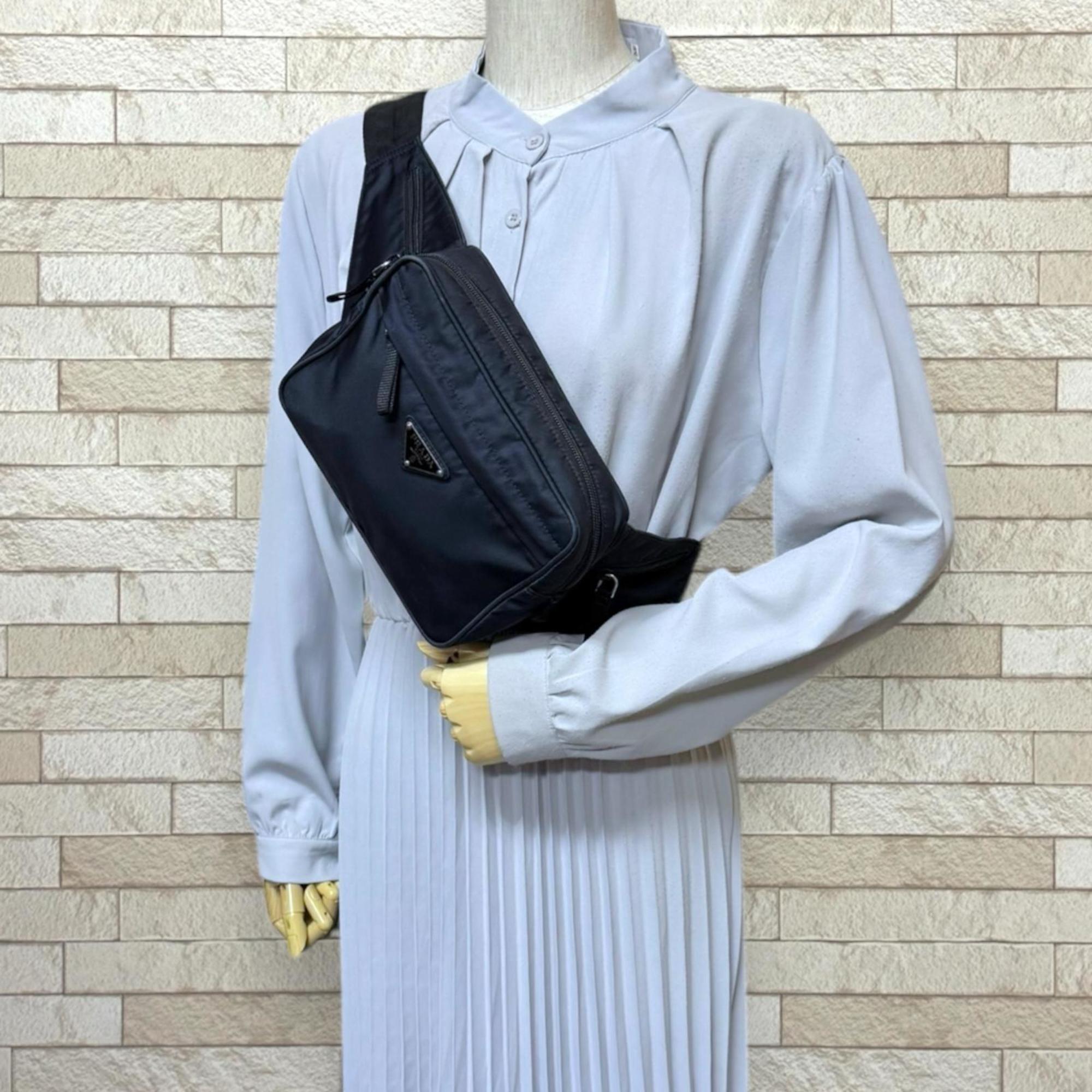 Prada Navy Black Nylon Sling Bag