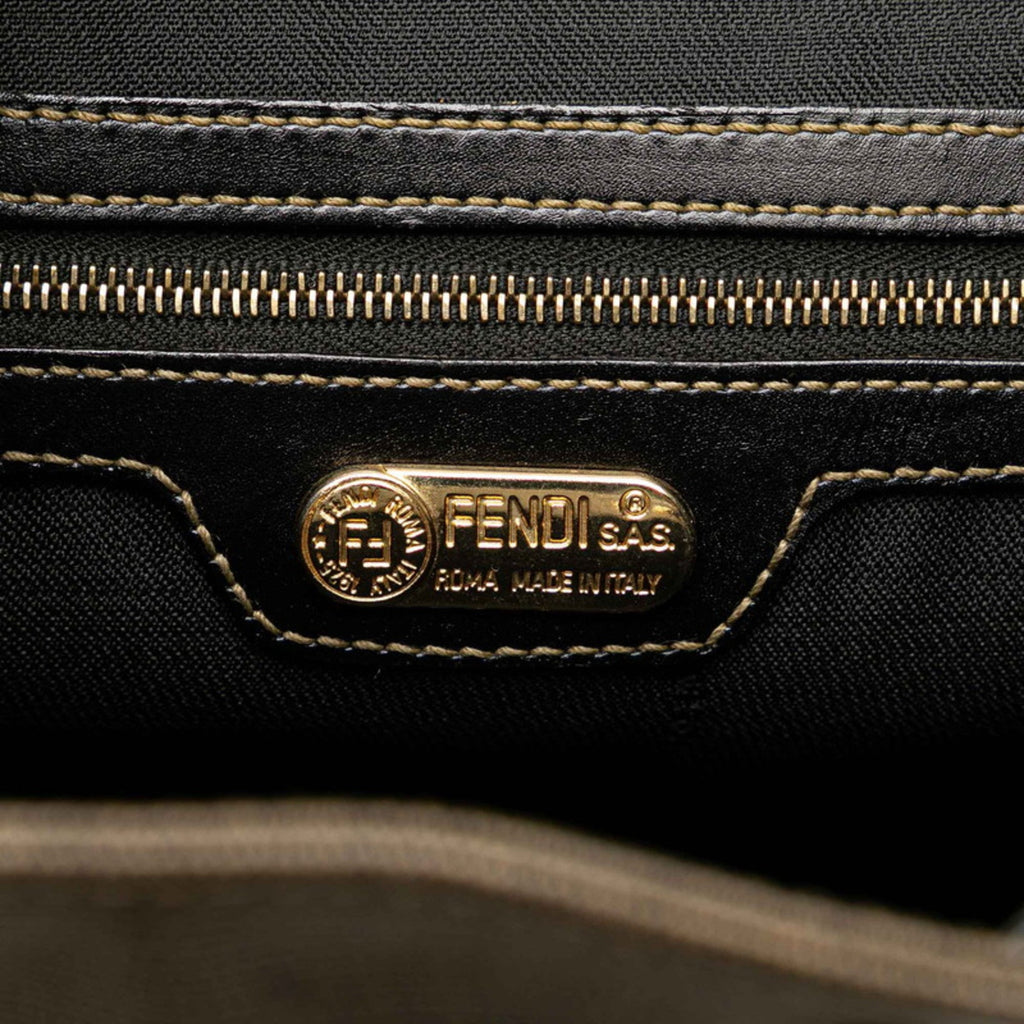 Fendi Zucchino Black Grayish Zucchino Pvc Leather Backpack
