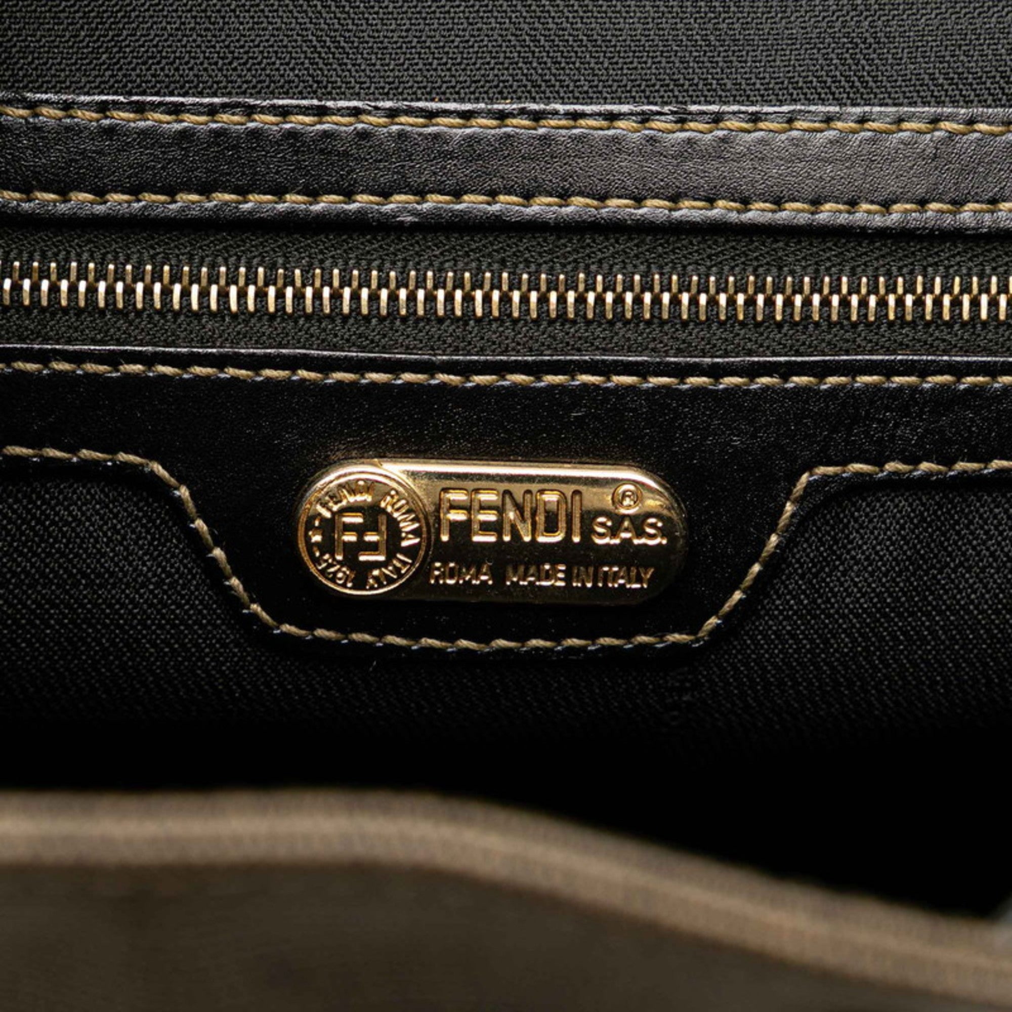 Fendi Zucchino Black Grayish Zucchino Pvc Leather Backpack
