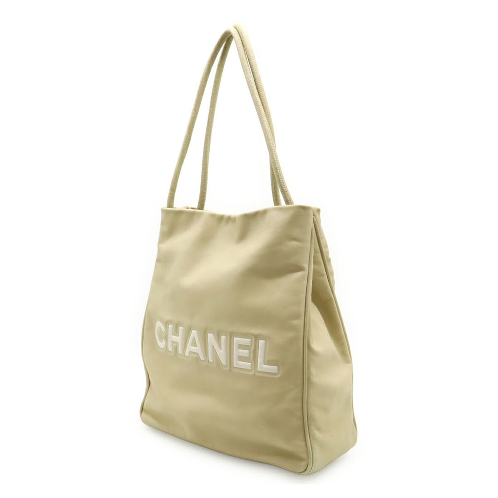 Chanel Beige White Leather Shoulder Bag Tote Bag
