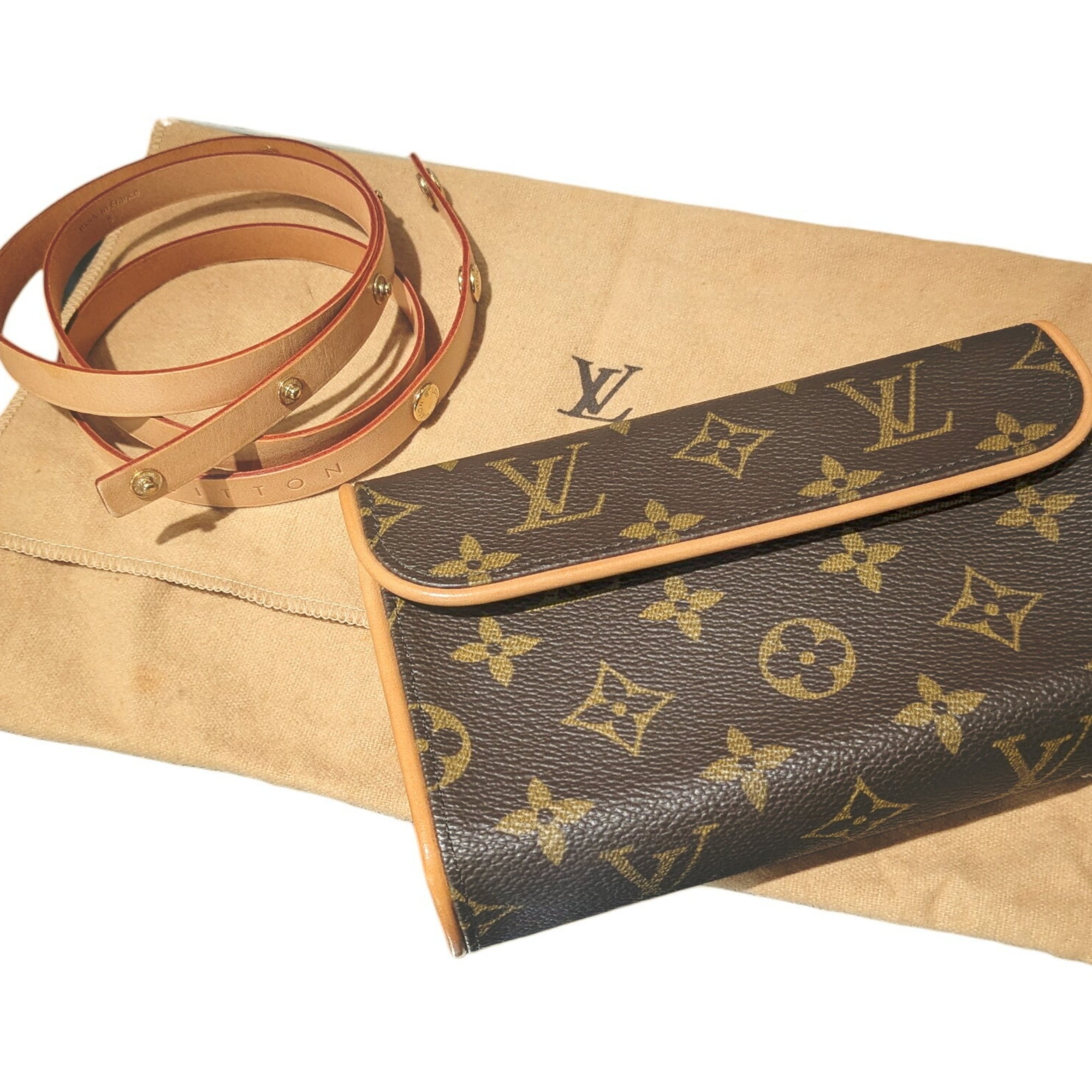 Louis Vuitton Brown Monogram Canvas Pochette Pouch Shoulder Bag