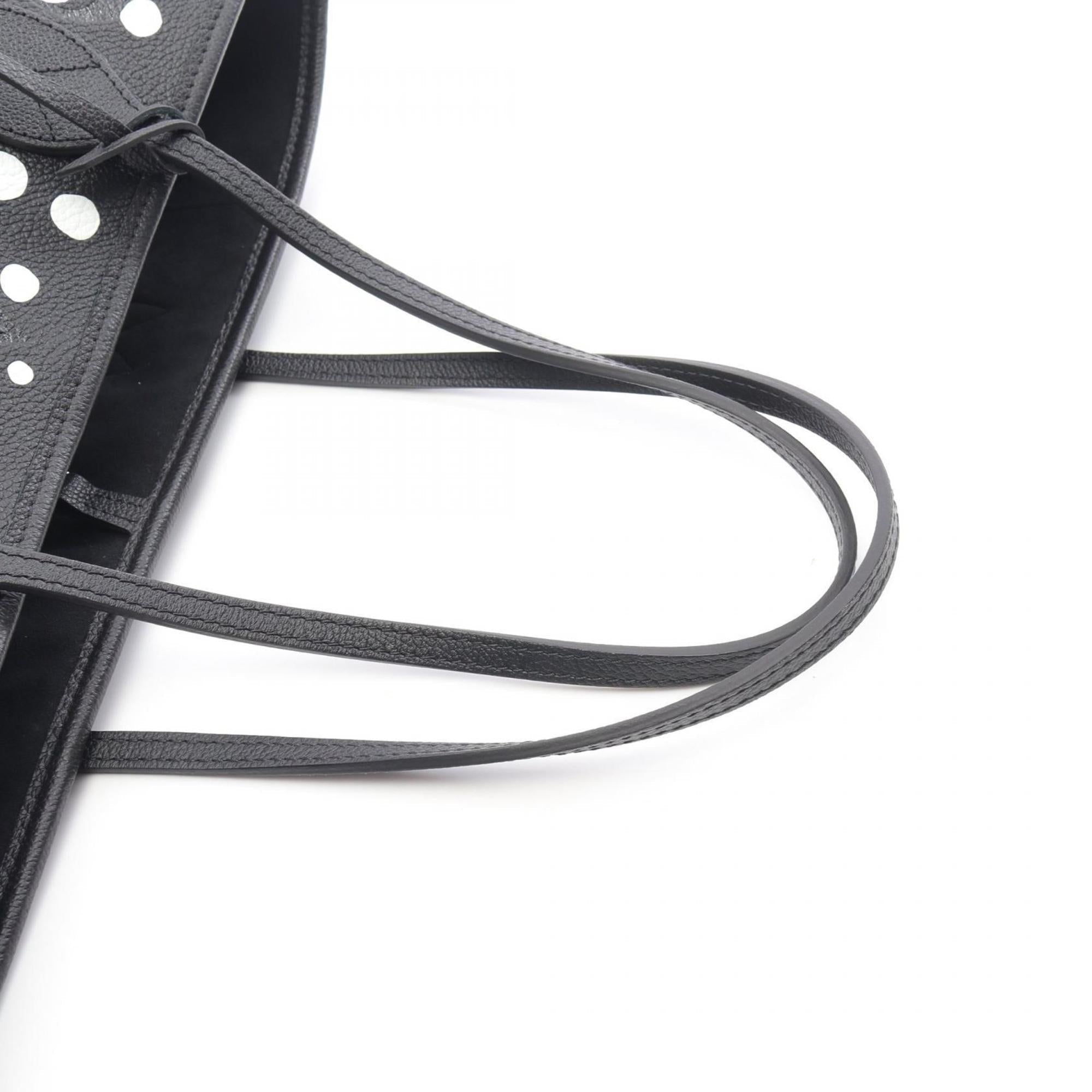 Louis Vuitton Black White Leather Tote Bag
