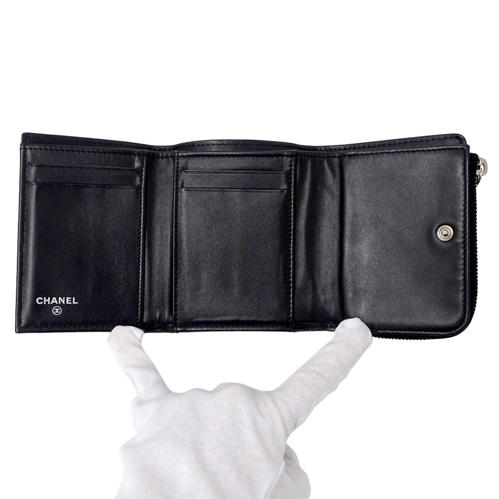 Chanel Black Grained Calfskin Wallet (Tri-Fold)
