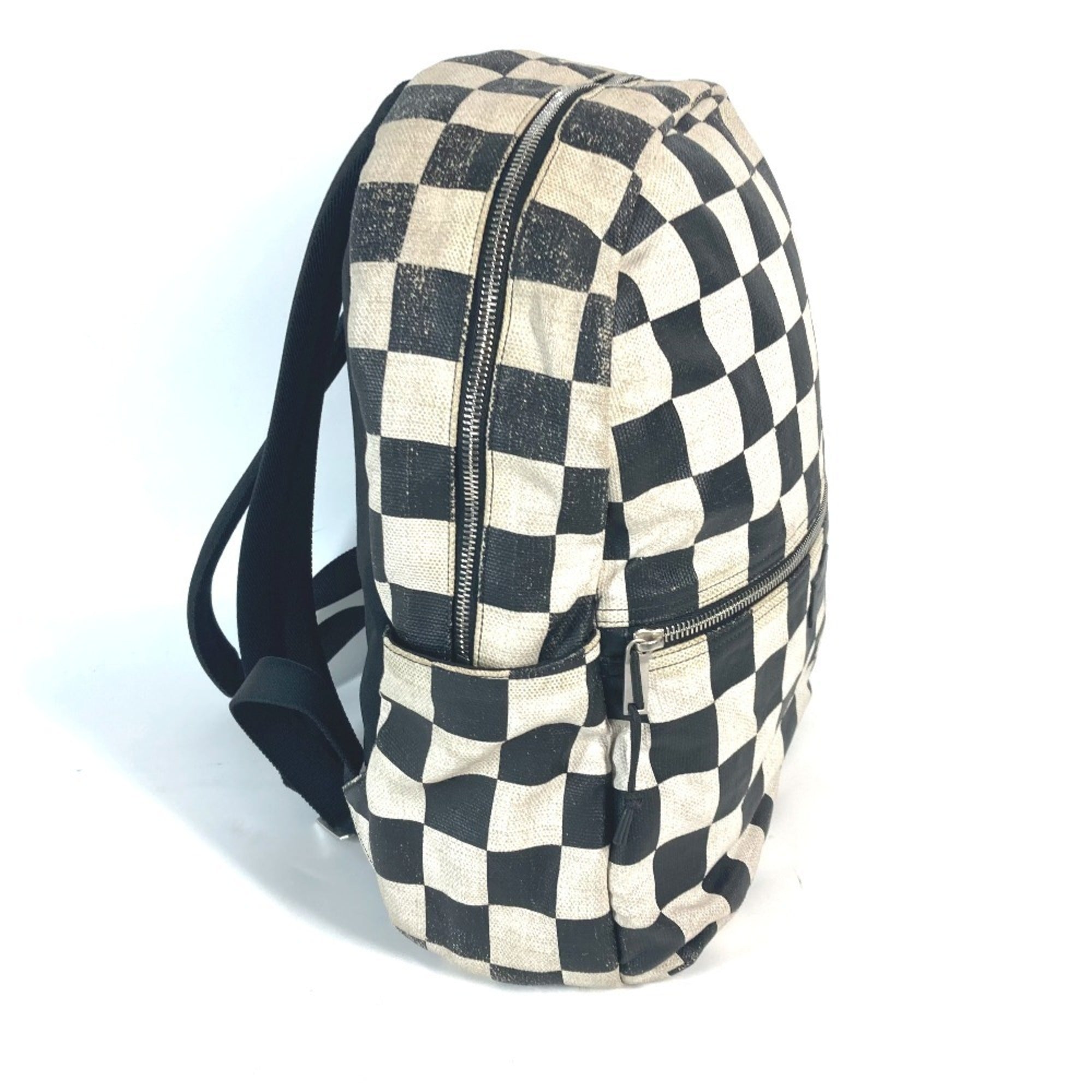 Saint Laurent Beige Black Coated Canvas Leather Backpack (Pre-Owned)