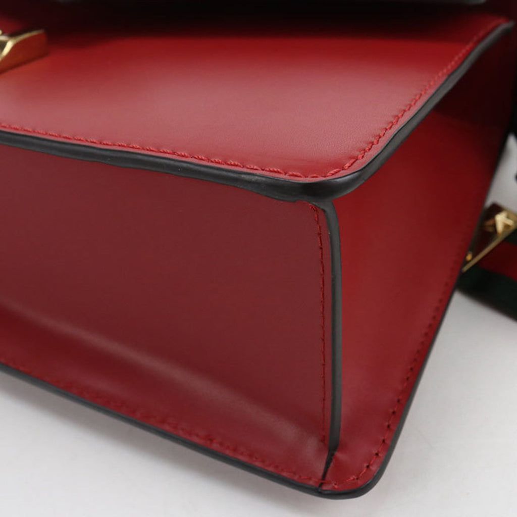 Gucci Red Color Leather Shoulder Bag (Pre-Owned)