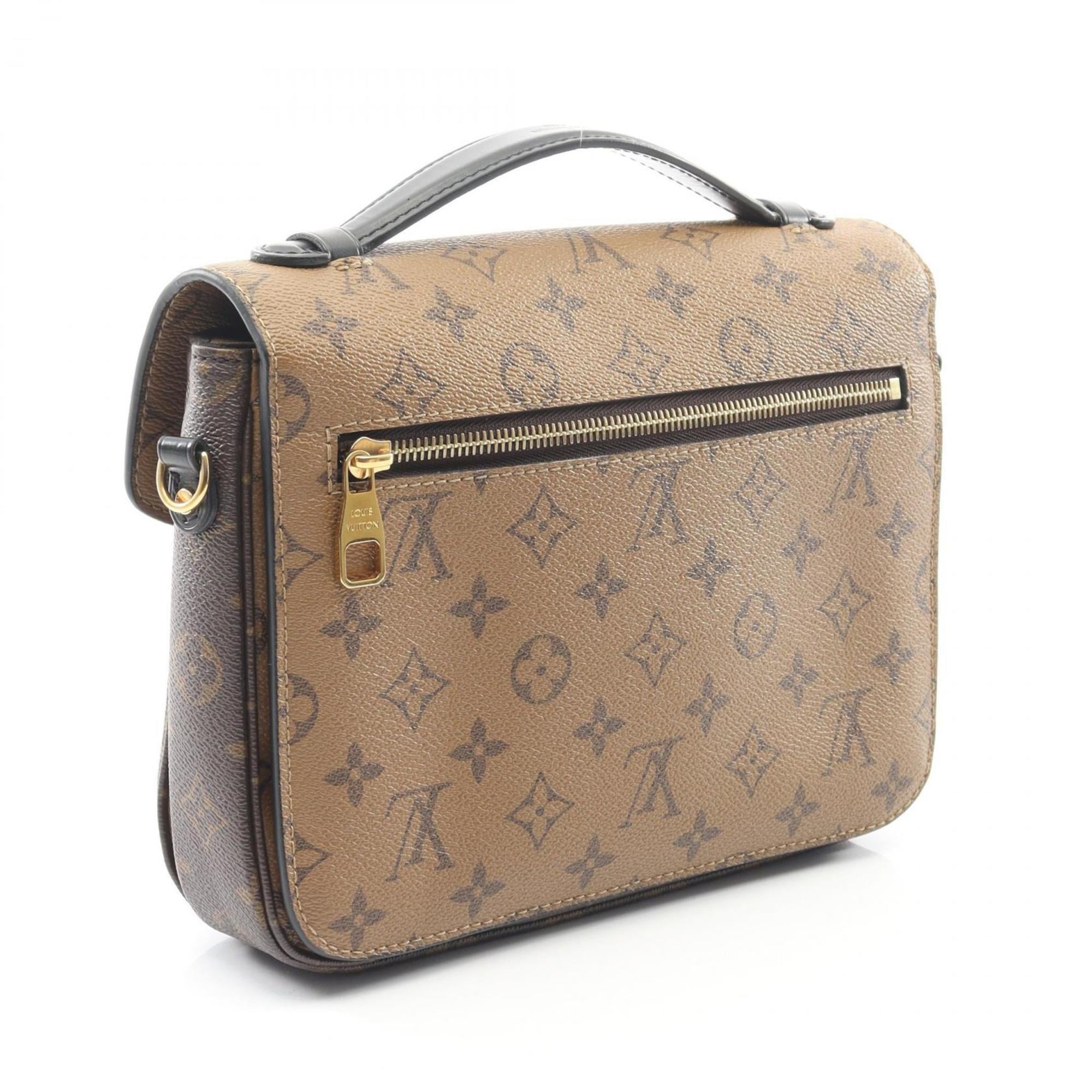 Louis Vuitton Black Brown Coated Canvas Pvc Leather Handbag Pochette