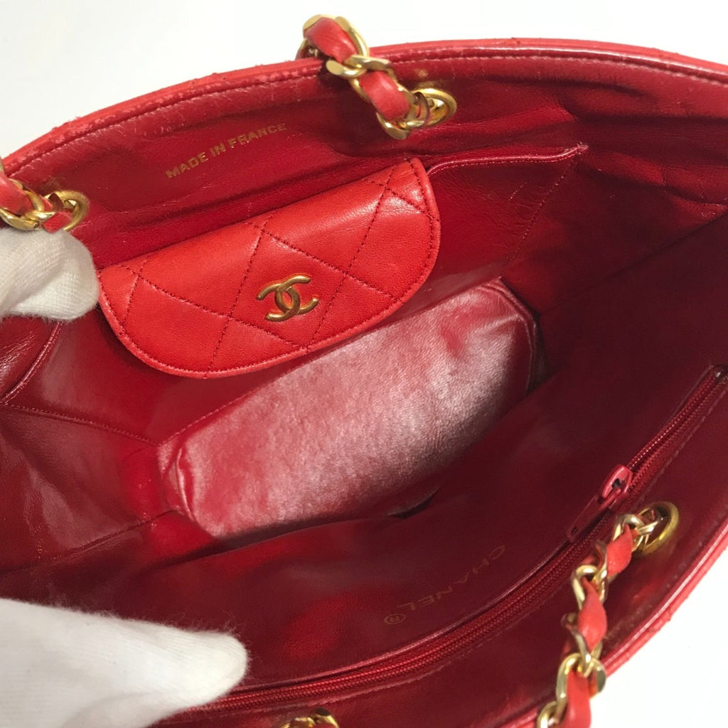 Chanel Red Leather Shoulder Bag