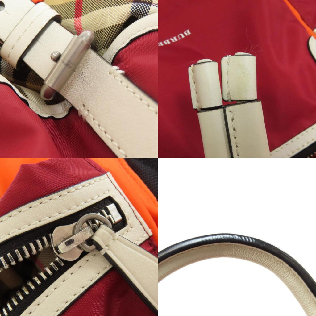 Burberry Orange Red Color Nylon Backpack