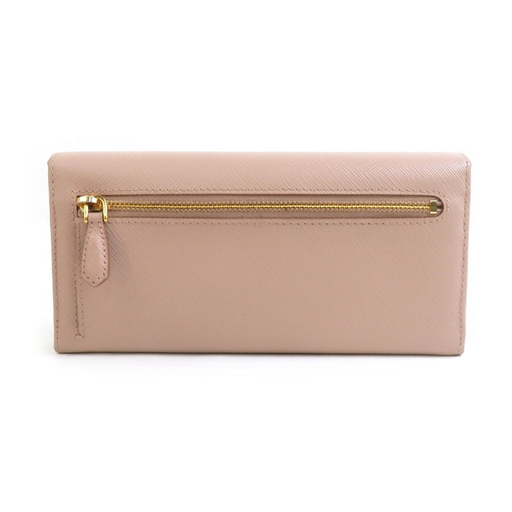 Prada Pink Beige Leather Long Wallet (Bi-Fold)