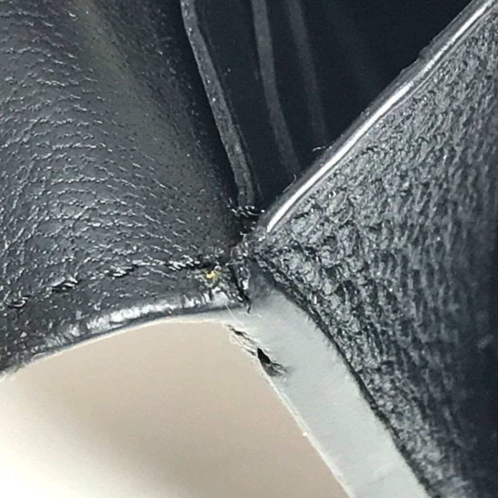 Louis Vuitton Black Leather Long Wallet (Tri-Fold)