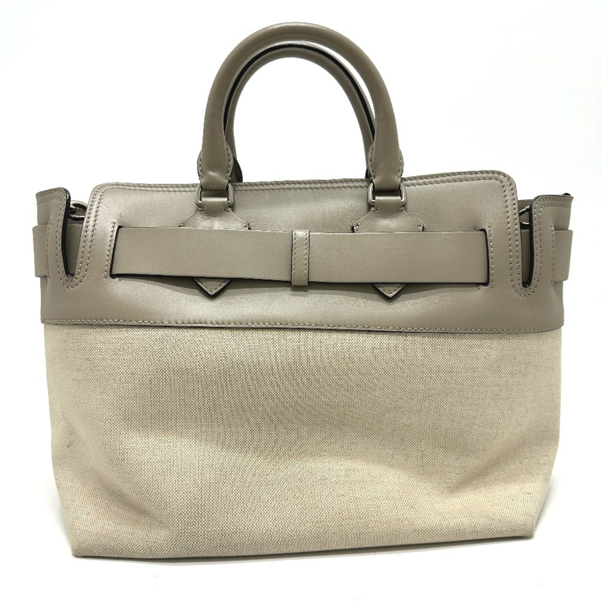 Burberry Beige Canvas Leather Handbag