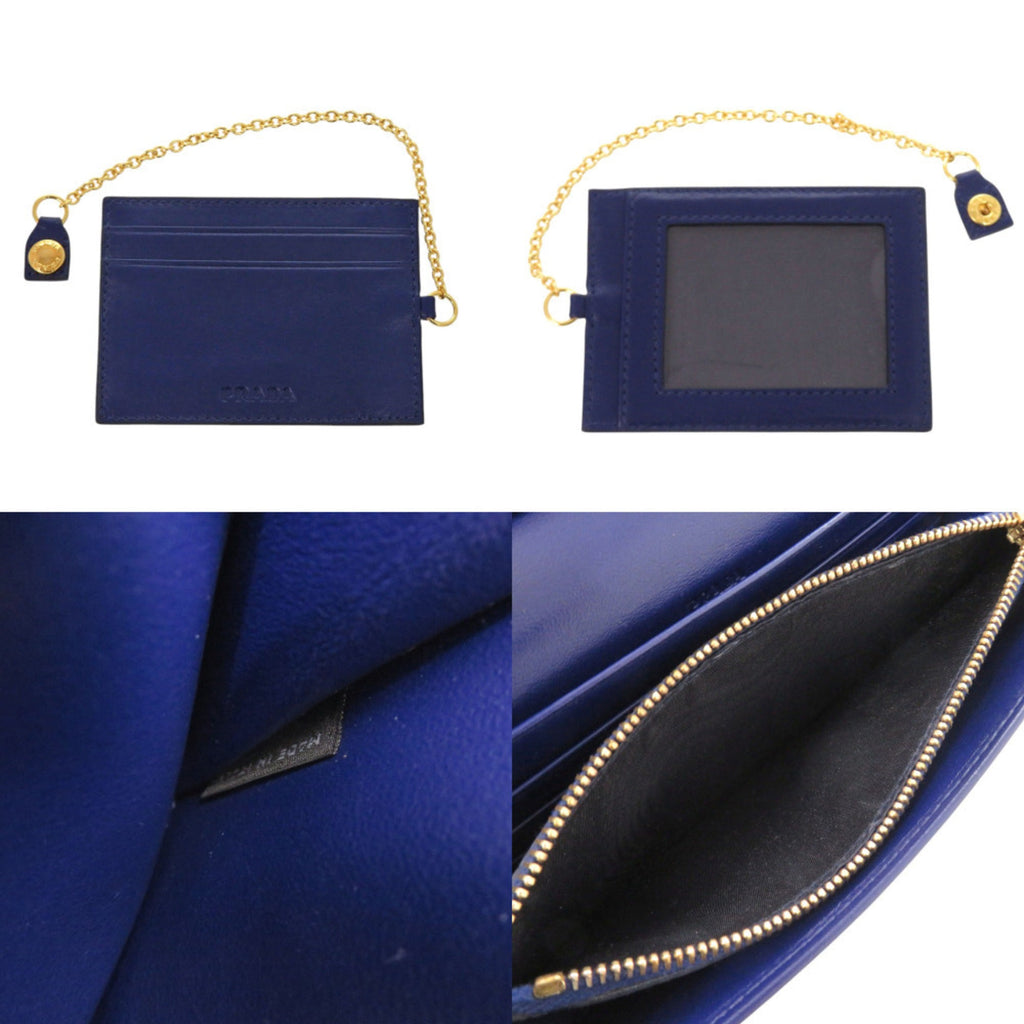 Prada Blue Nylon Leather Long Wallet (Bi-Fold)