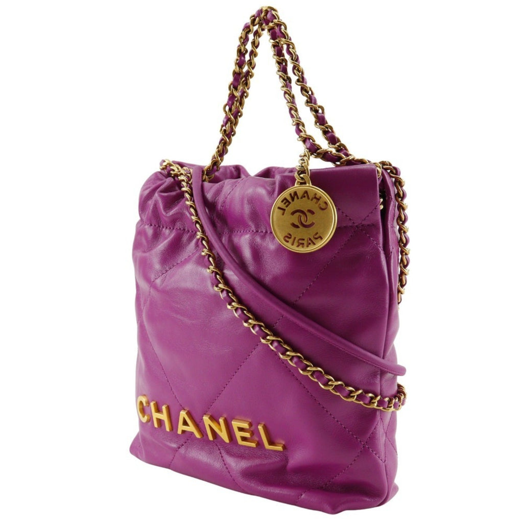 Chanel Purple Leather Handbag Shoulder Bag