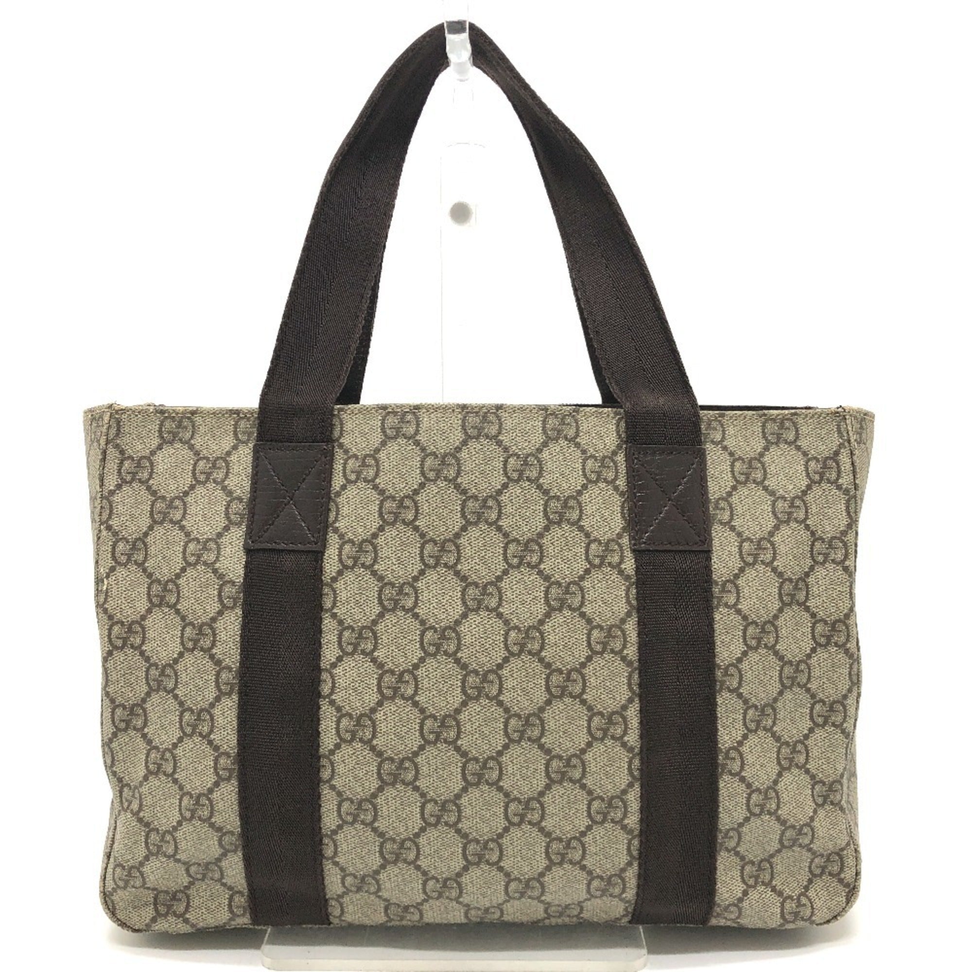 Gucci Beige Dark Brown Gg Supreme Canvas Handbag Tote Bag (Pre-Owned)