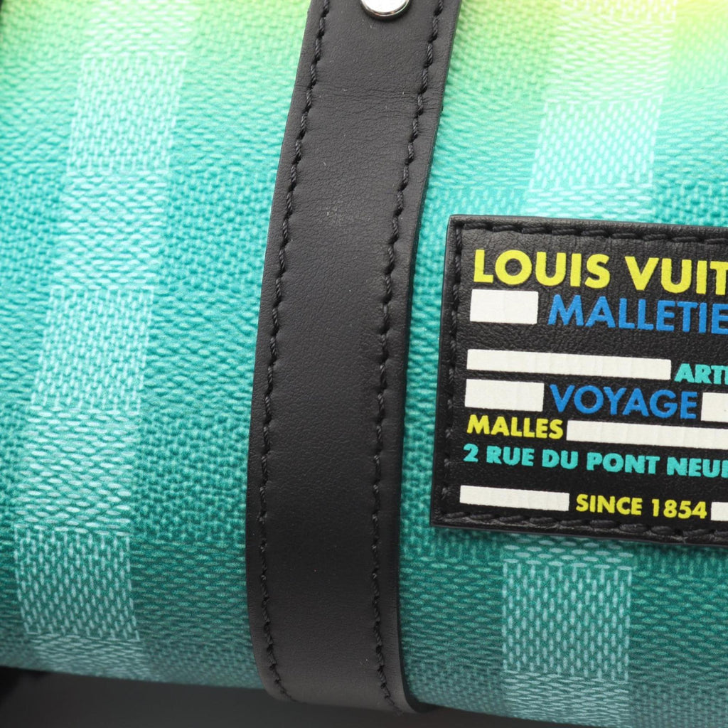 Louis Vuitton Black Green Yellow Coated Canvas Leather Handbag