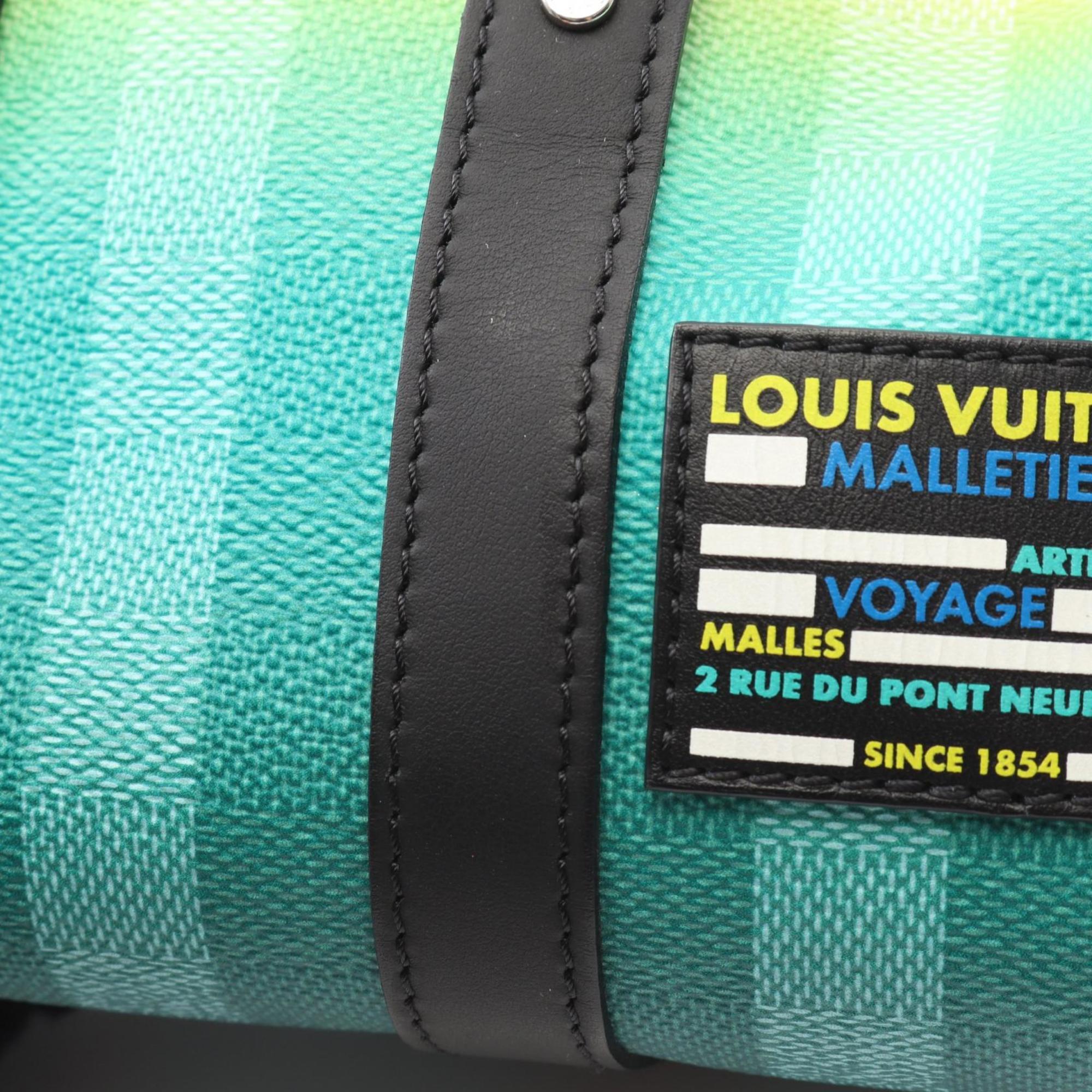 Louis Vuitton Black Green Yellow Coated Canvas Leather Handbag