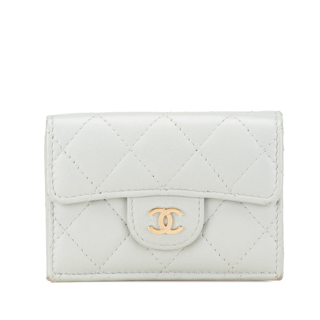 Chanel Gray Leather Wallet (Tri-Fold)